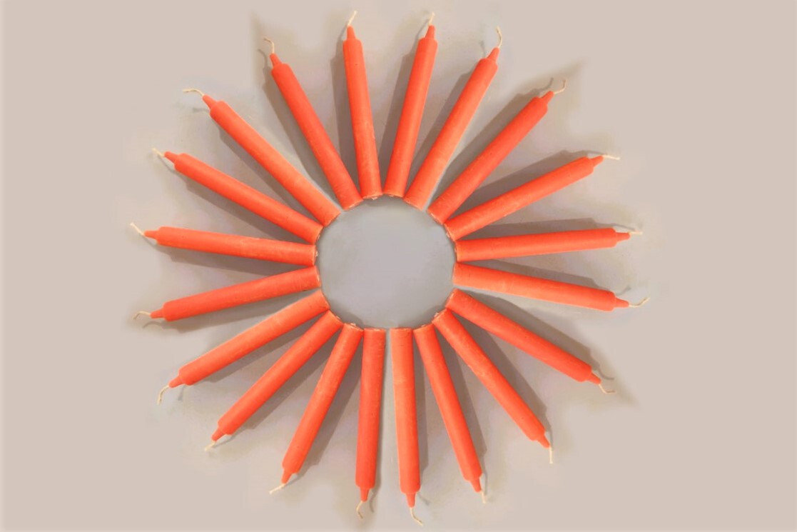 Candles mini spell 4″ ×20 decorative orange color_ 1.5 hours burning_scented