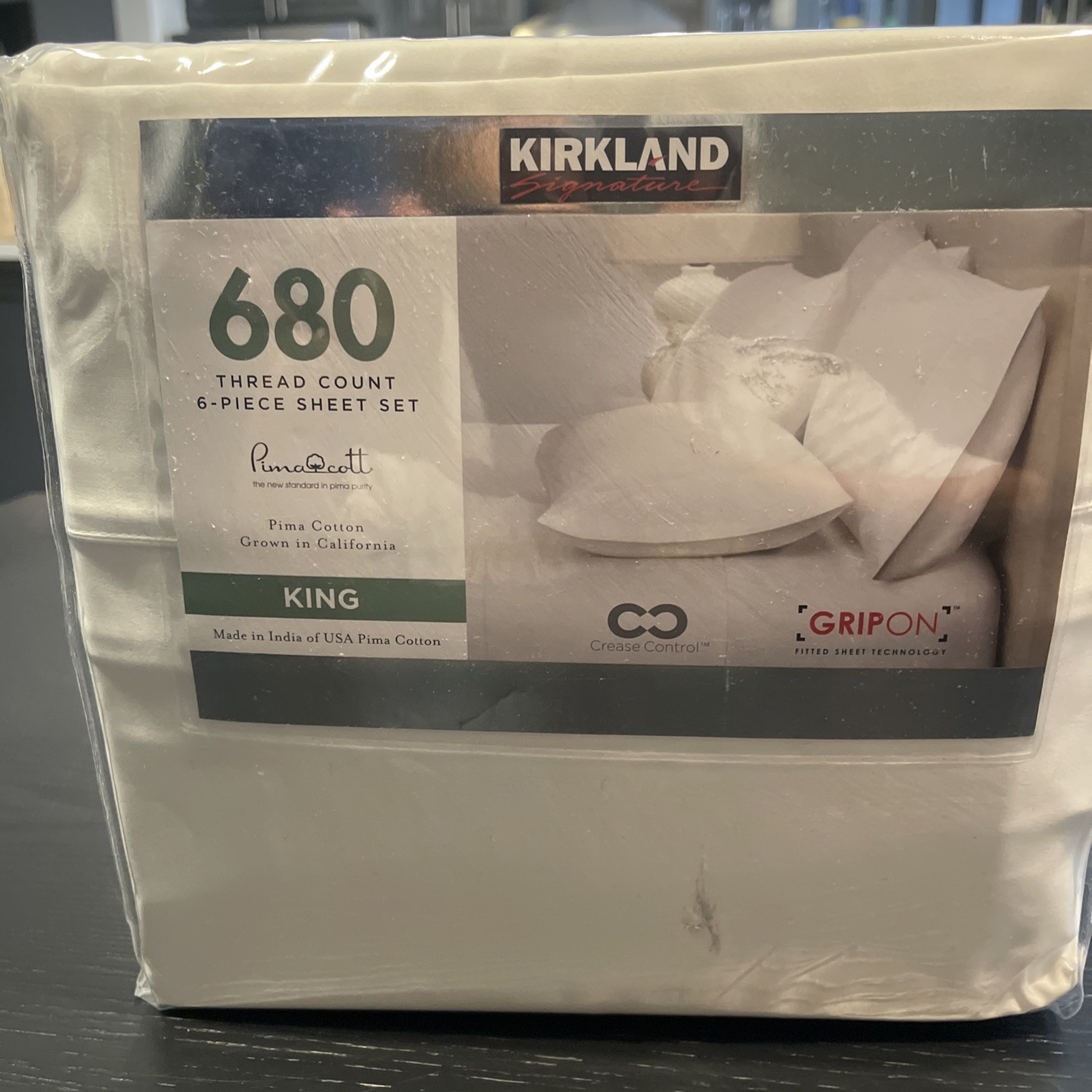KIRKLAND SIGNATURE 680TC 6PC King SHEET SET COLOR BRIGHT WHITE