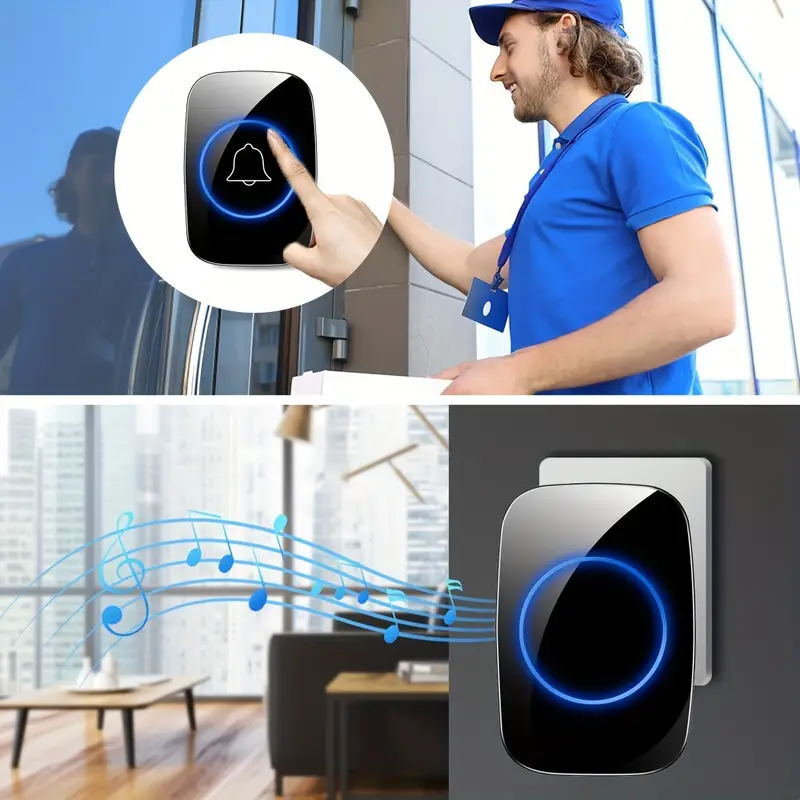 Wireless Doorbell Chime Waterproof Plugin Receiver Adjustable Volume 1000FT Kit