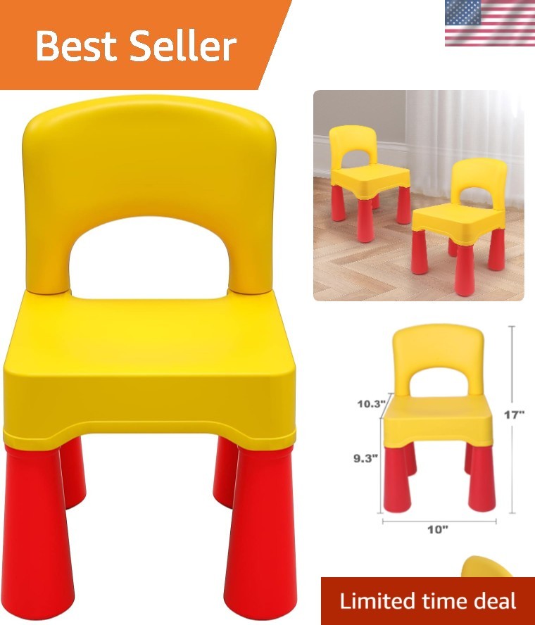 Easy-Clean Montessori Toddler Chair – Bright Yellow, Lightweight, Safe Design
