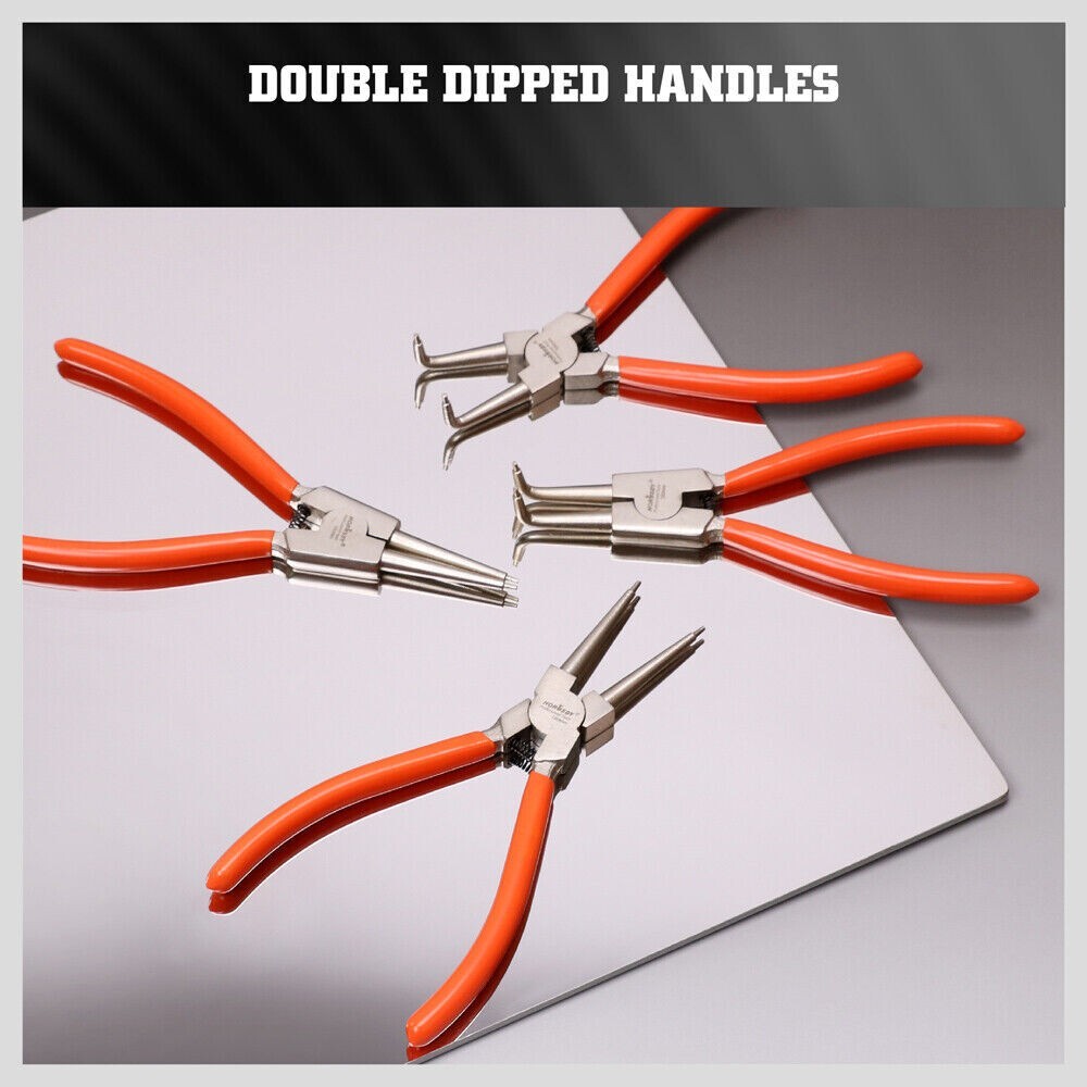 4-piece Snap Ring Pliers Set 7-inch Internal/External Circlip Plier Heavy Duty