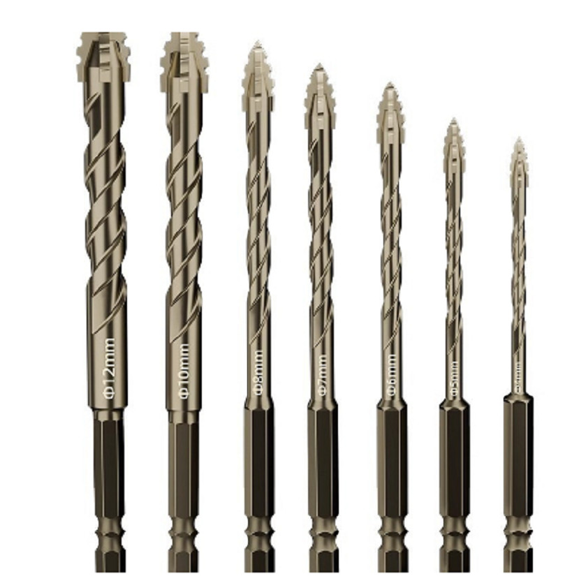 7Pcs Industrial Grade Carbide Drill Bit Set 4-12mm 1/4″ Hex Shank Multi-Material