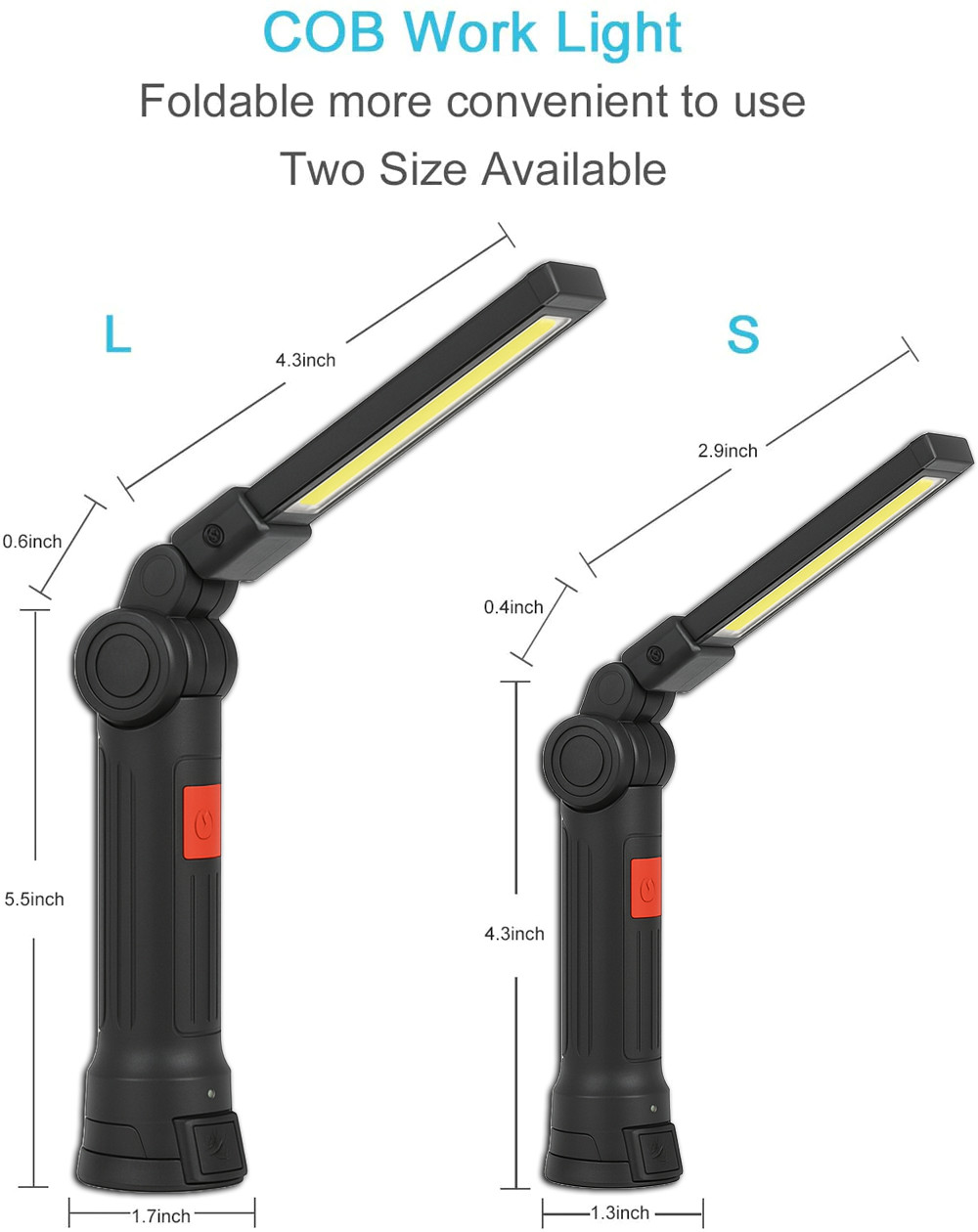 Rechargeable LED COB Work Light Mechanic Flashlight Lamp Magnetic Base Bright