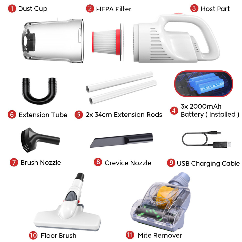 120W Wireless Vacuum Cleaner 12KPa Powerful Stick Suction 35min Runtime for Home