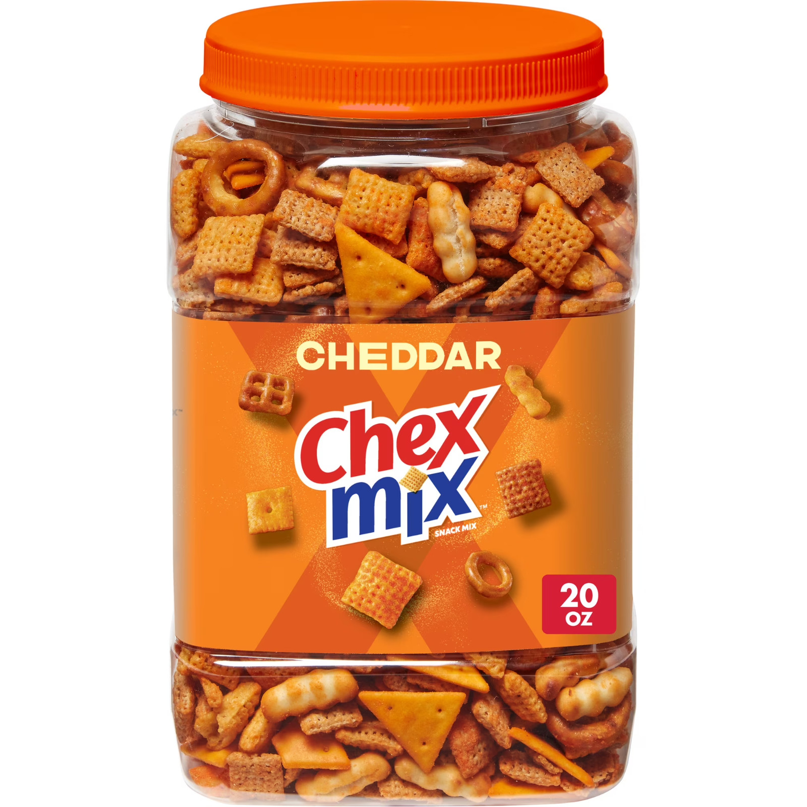 Chex Mix Cheddar Savory Snack Mix, Salty Snacks Tub, 20 oz