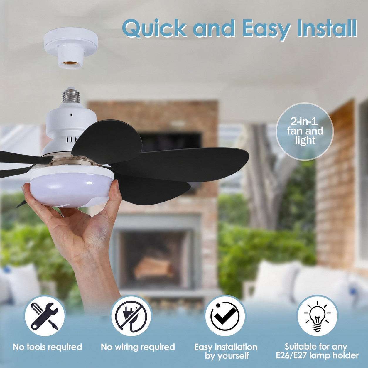 Socket Fan Light Ceiling Fans With Lights And Remote Dimmable LED Ceiling Fan US