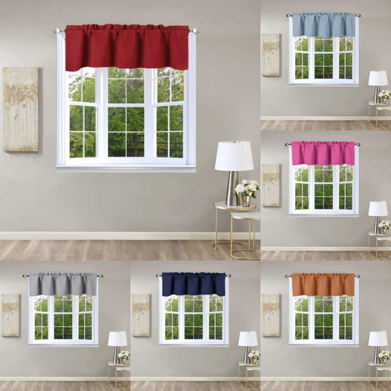 1PC HEAVY THICK VALANCE BLACKOUT UNLINED THERMAL WINDOW DRESSING TOPPER 54″X18″L