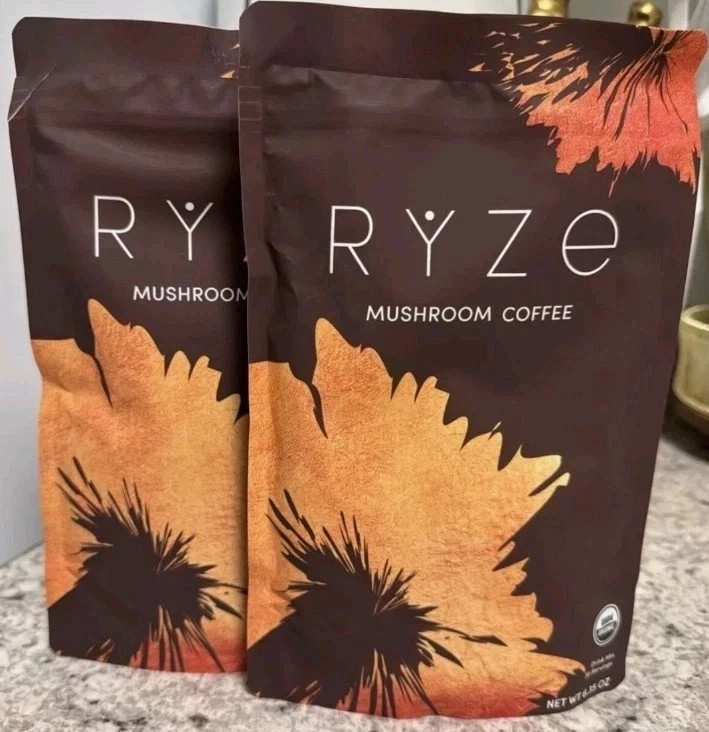 NEW 2PC+ Organic Ryze Mushroom Coffee, 30 Servings/Bag, Instant, Free Shipping
