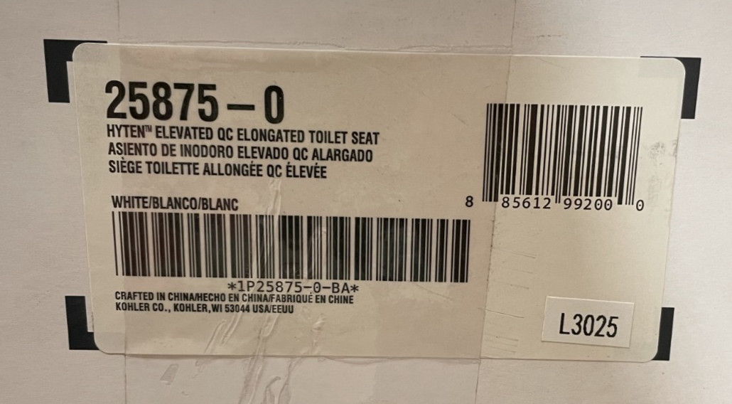 Kohler K-25875-0 Hyten Elevated Elongated Toilet Seat w/ Quiet Close – White