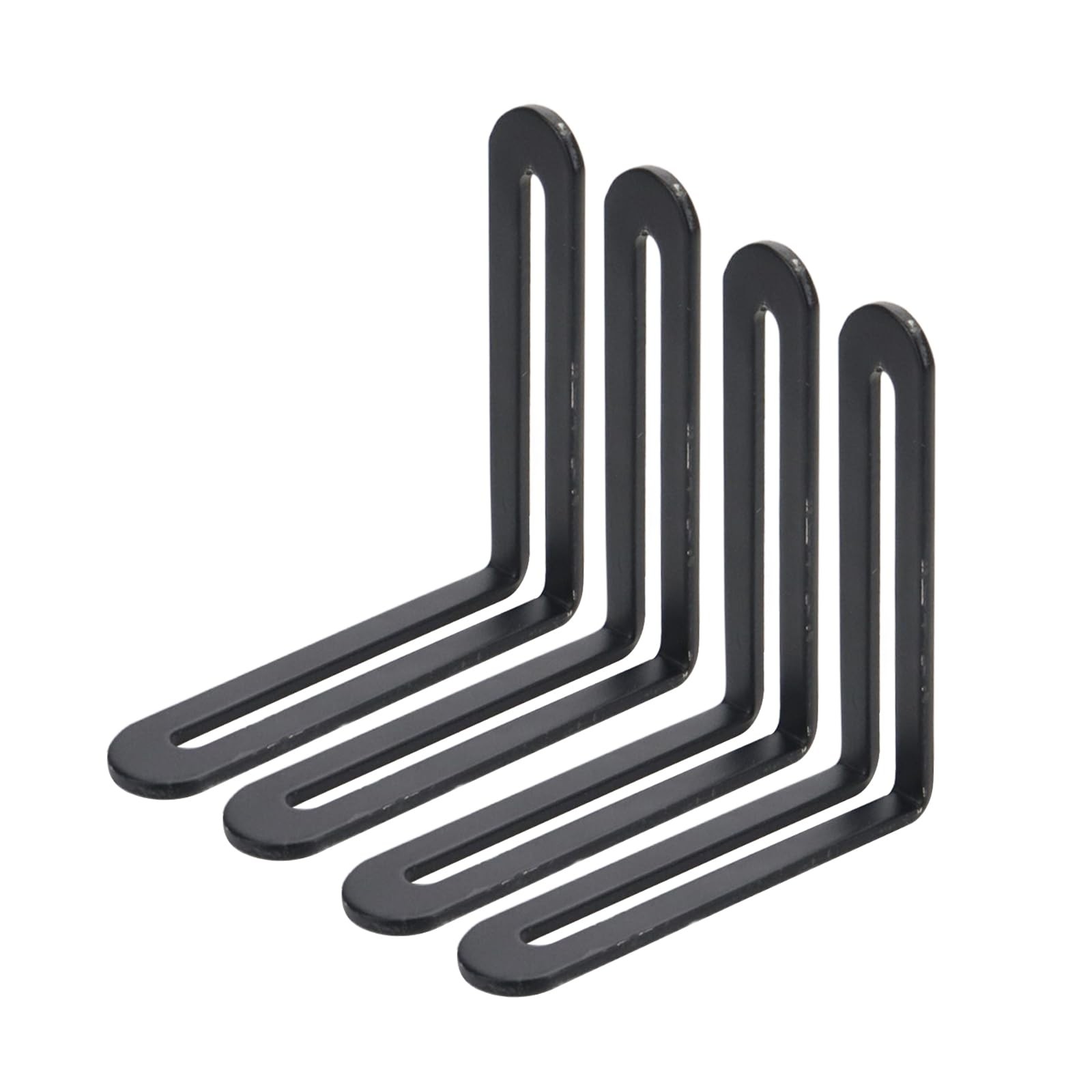 4 PCS Silver Stainless Steel Slotted L Brackets Corner Brace 6.54×0.95×4.72 In