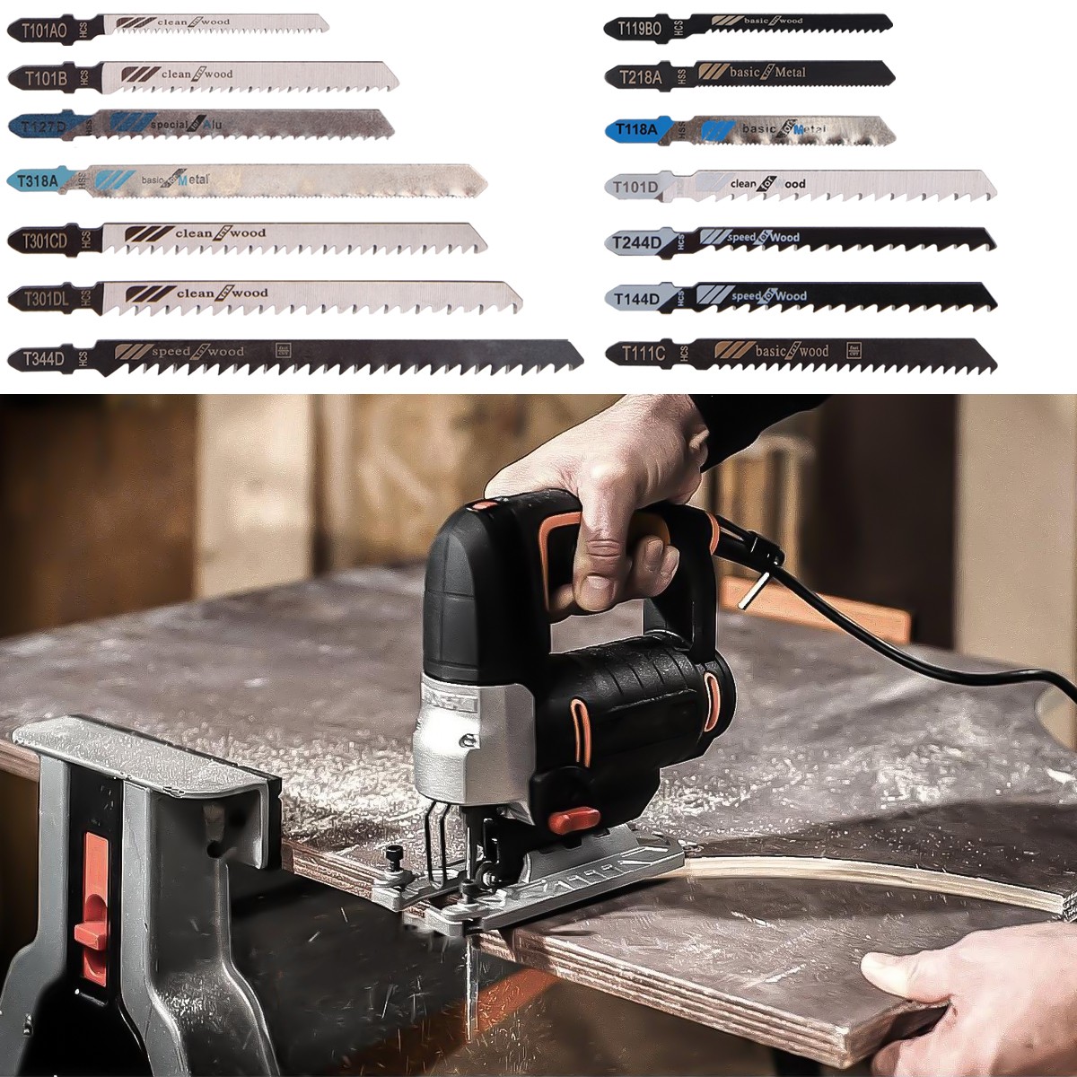 48PC Jig Saw Blades Set T-shank Assorted Wood Plastic Metal Cutting Jigsaw Blade