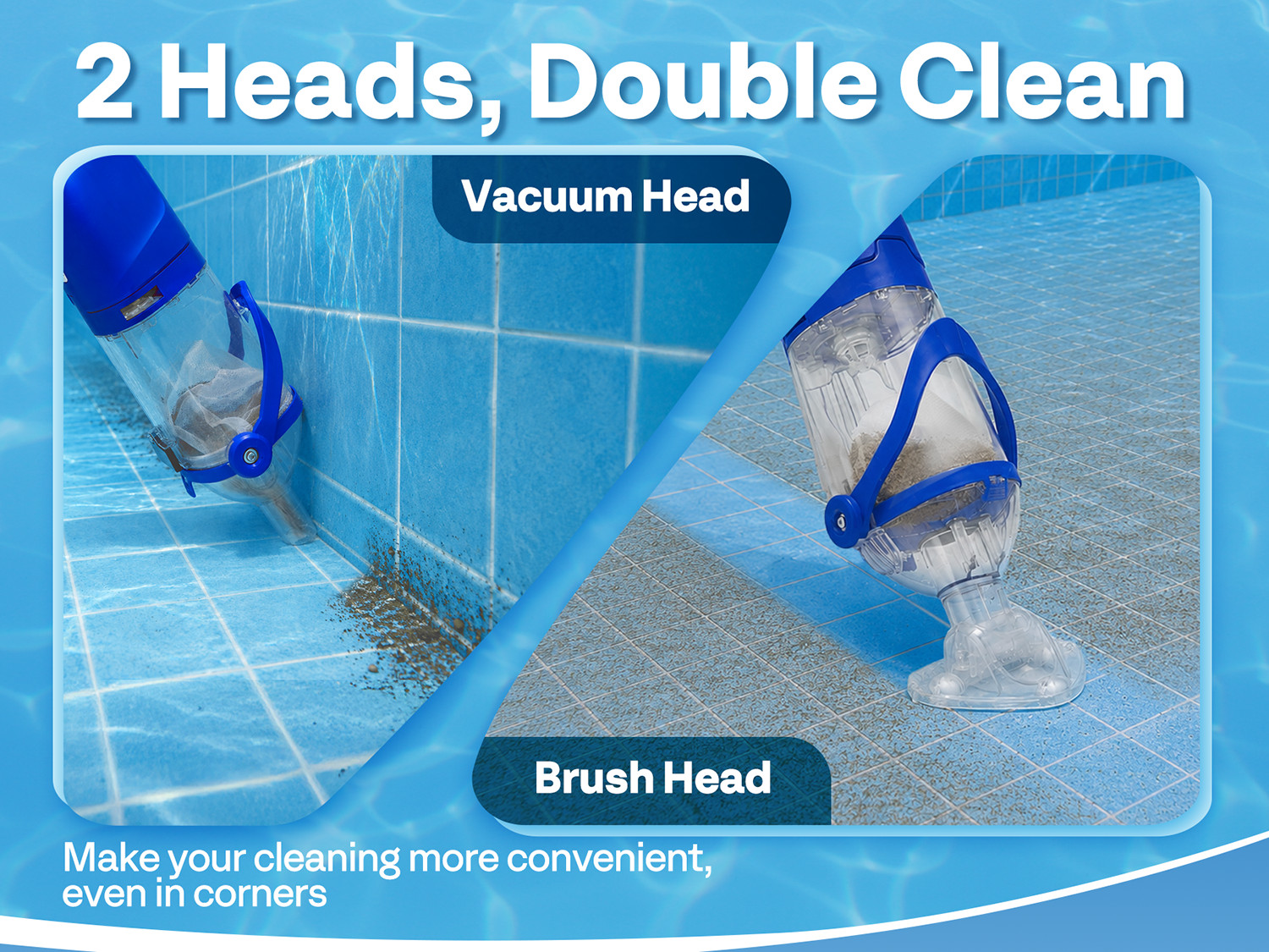 Cordless Pool Vacuum Cleaner 13.2GPM Handheld Rechargeable for Pools Spas 60min