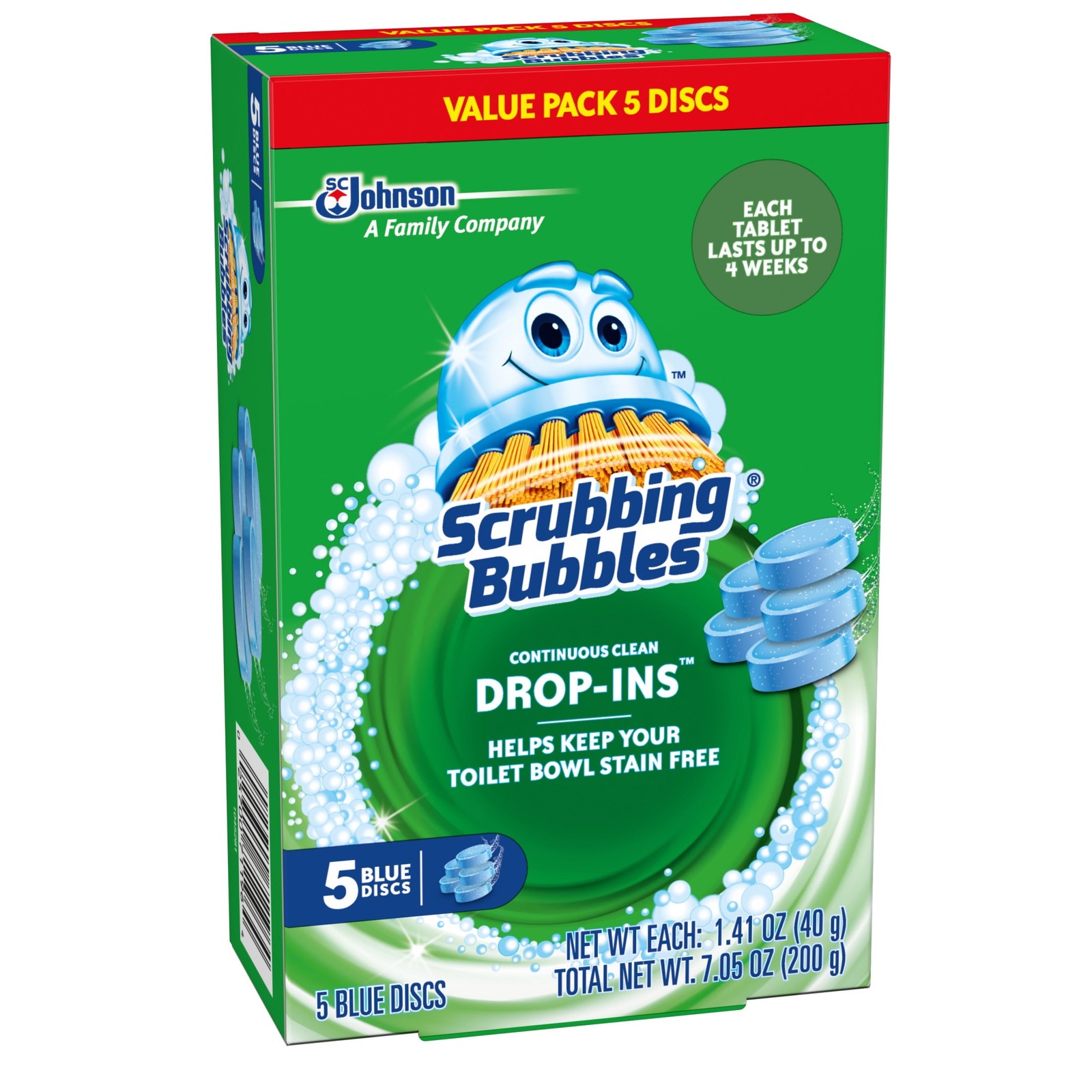 (6 pack) Continuous Clean Drop-Ins – Up to 4 Weeks, 5 Blue Discs, 7.05 oz