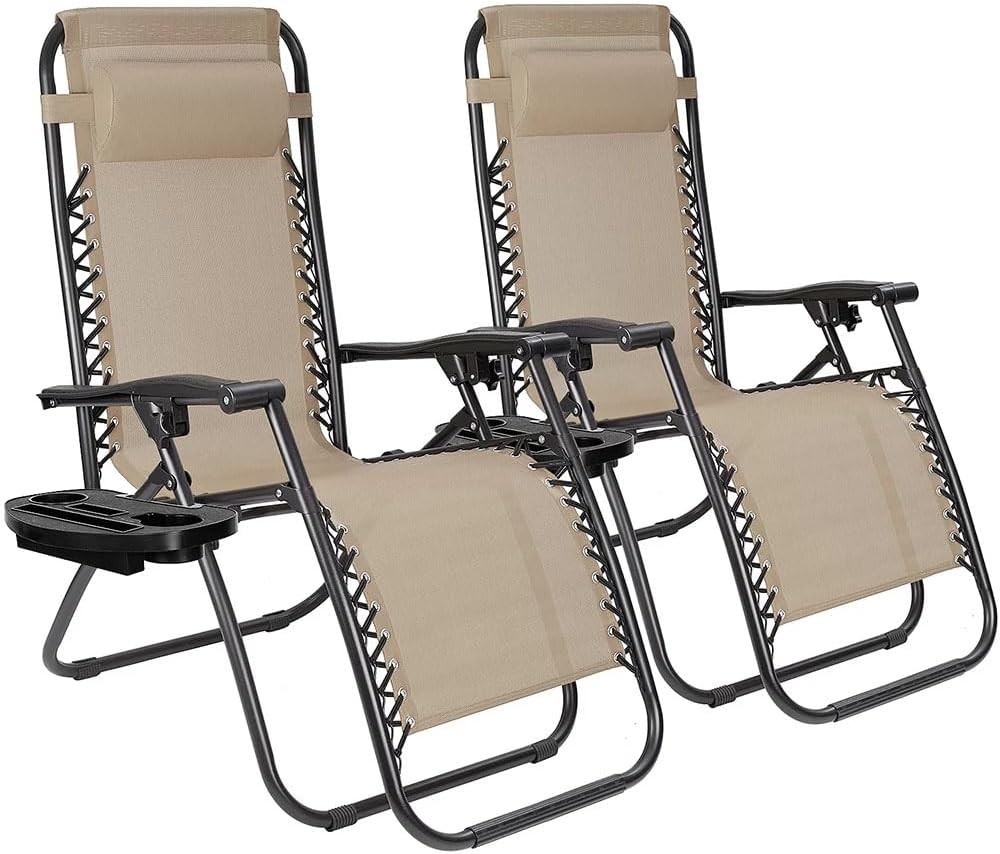 Zero Gravity Chair Camp Reclining Lounge Outdoor Lounge Patio Chair 2 Pack