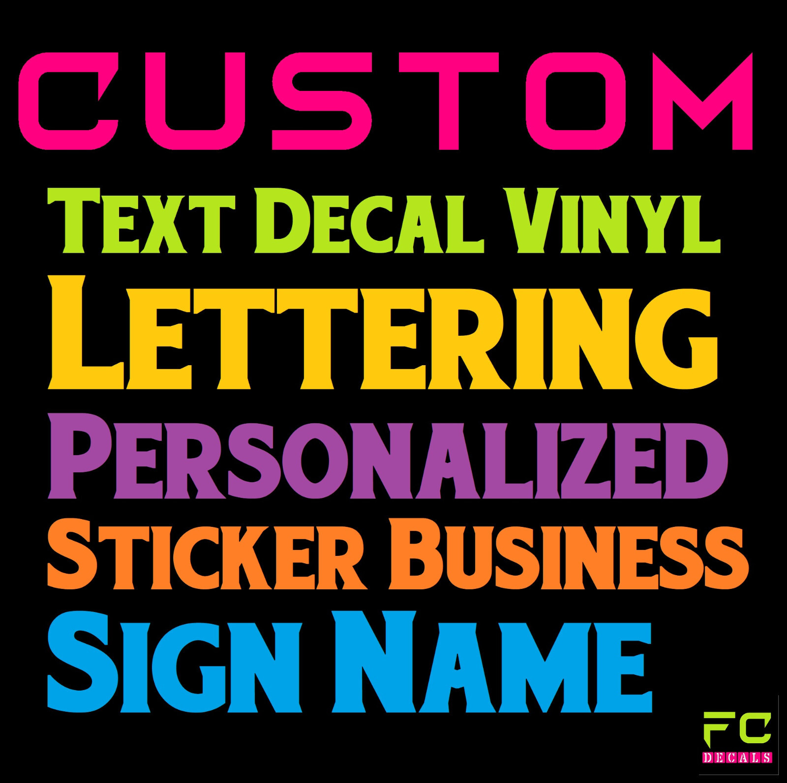 Custom Text Vinyl Lettering Sticker Decal Personalized -ANY TEXT – ANY NAME – [2