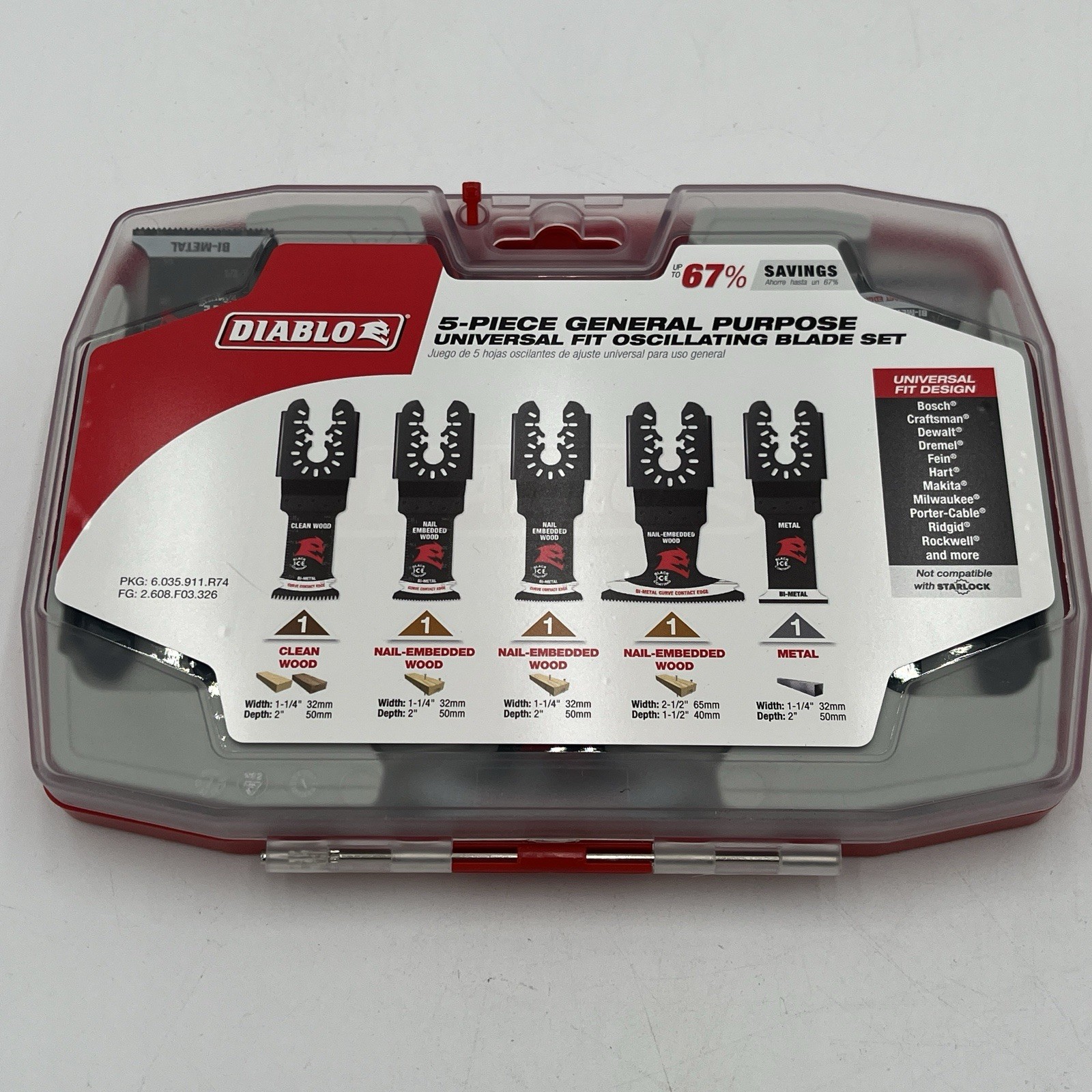 NEW!! Diablo 5-Piece General Purpose Universal Fit Oscillating Blade Set – DOU5S