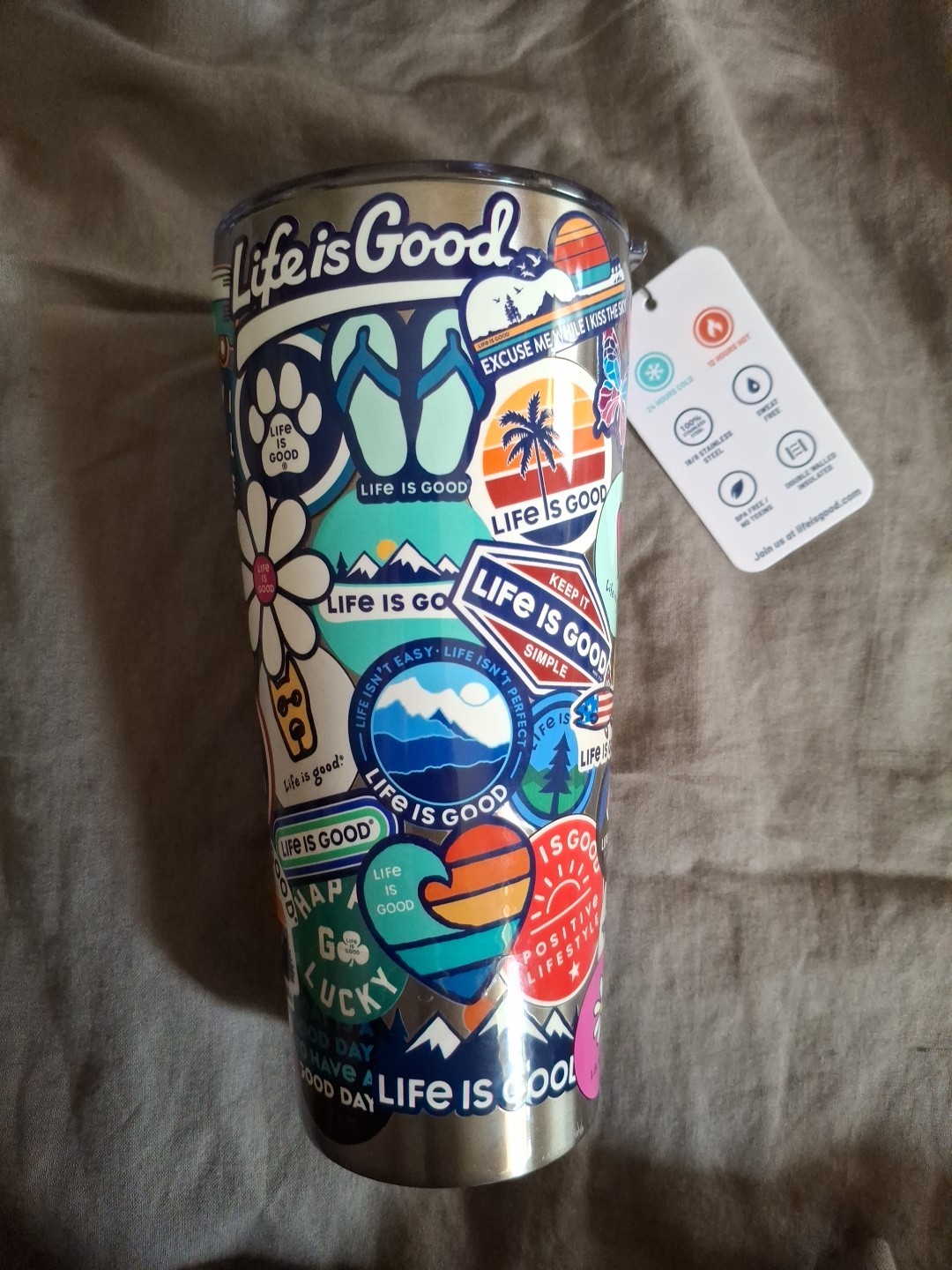 NWT Life Is Good Stainless Steel Insulated Tumbler Grande 25 Oz Winter Mountains