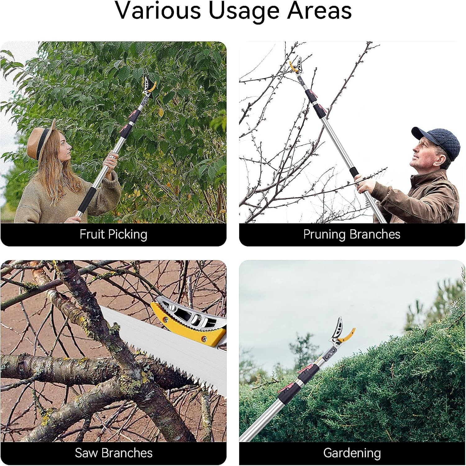 Telescoping Tree Pruner 4.6-10 FT with Pole Saw | Cut & Hold Fruit Picker, 1″…