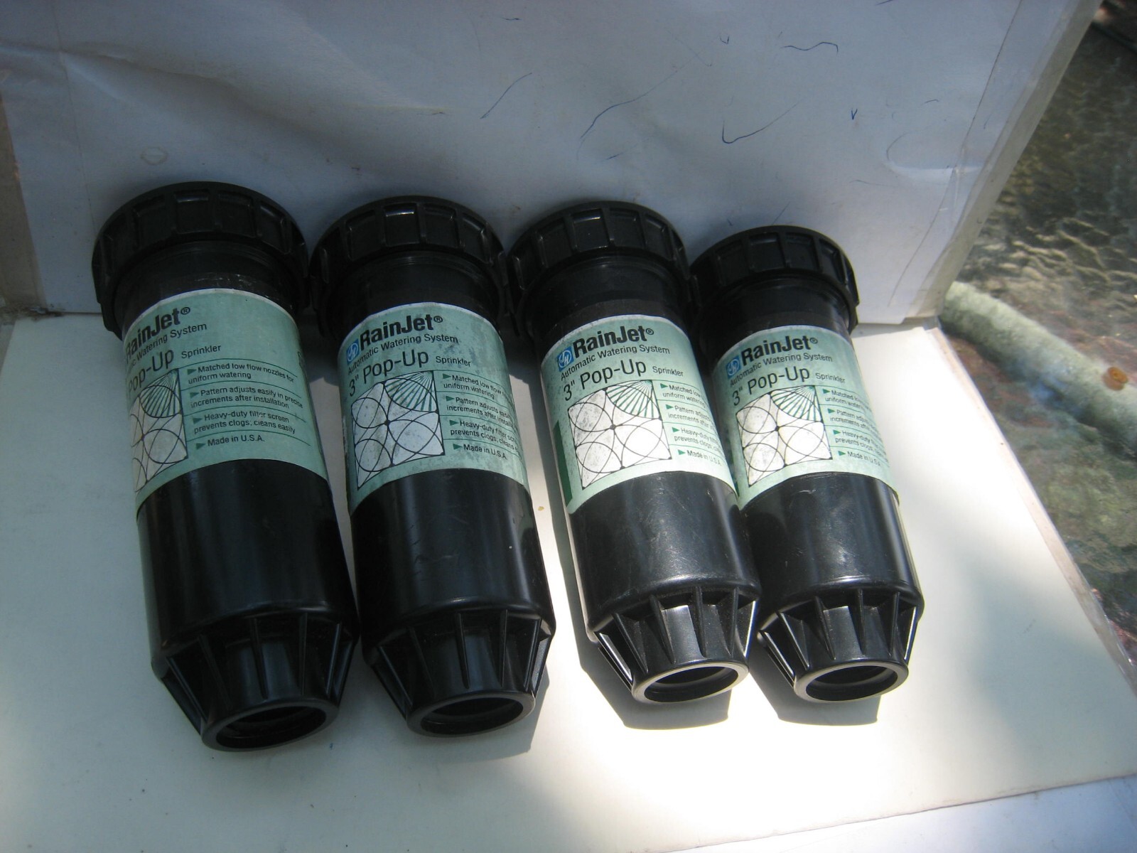 4 yes 4 Vintage Rain Jet Sprinkler R30Q 1/4″ Circle Low Pressure 3″ Pop -Up