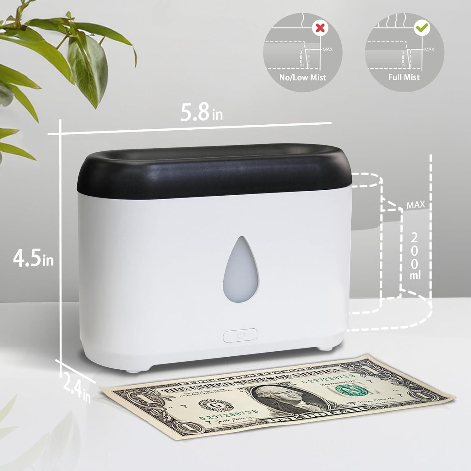Whisper-Quiet 200ml Aroma Diffuser – Realistic Flame Effect and Auto-Off Safety