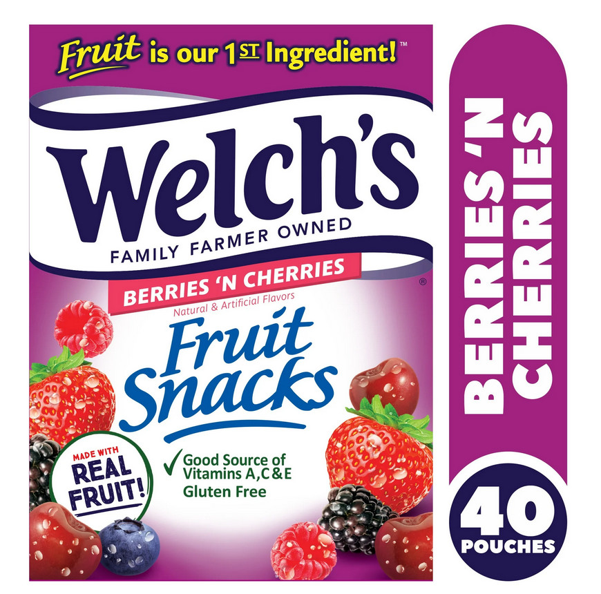 Welch’s Fruit Snacks, Berries N Cherries, 0.8 oz, 40 Count