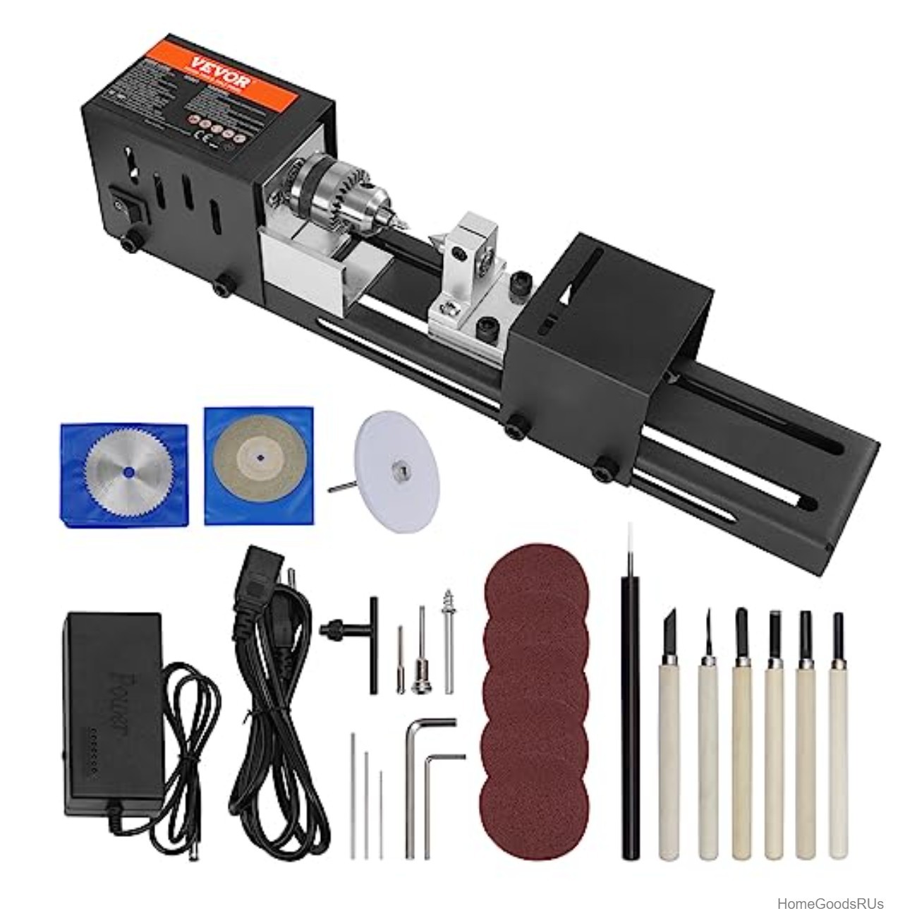 Mini Wood Lathe 2.76 x 6.3 Inch 96W 7 Speed 4220-8450 RPM for DIY Woodworking
