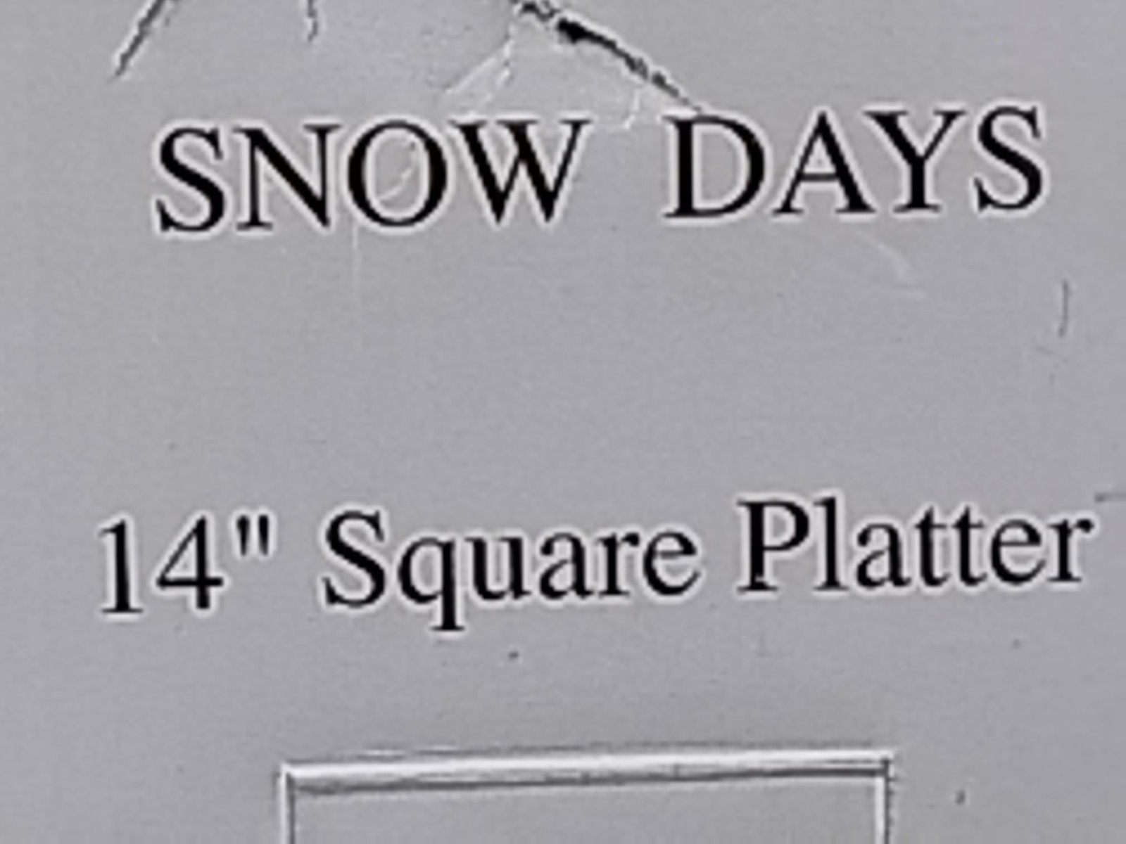 Holiday Platter 14″ Square NIB Block Crystal Snow Days Glass Reverse Handpainted