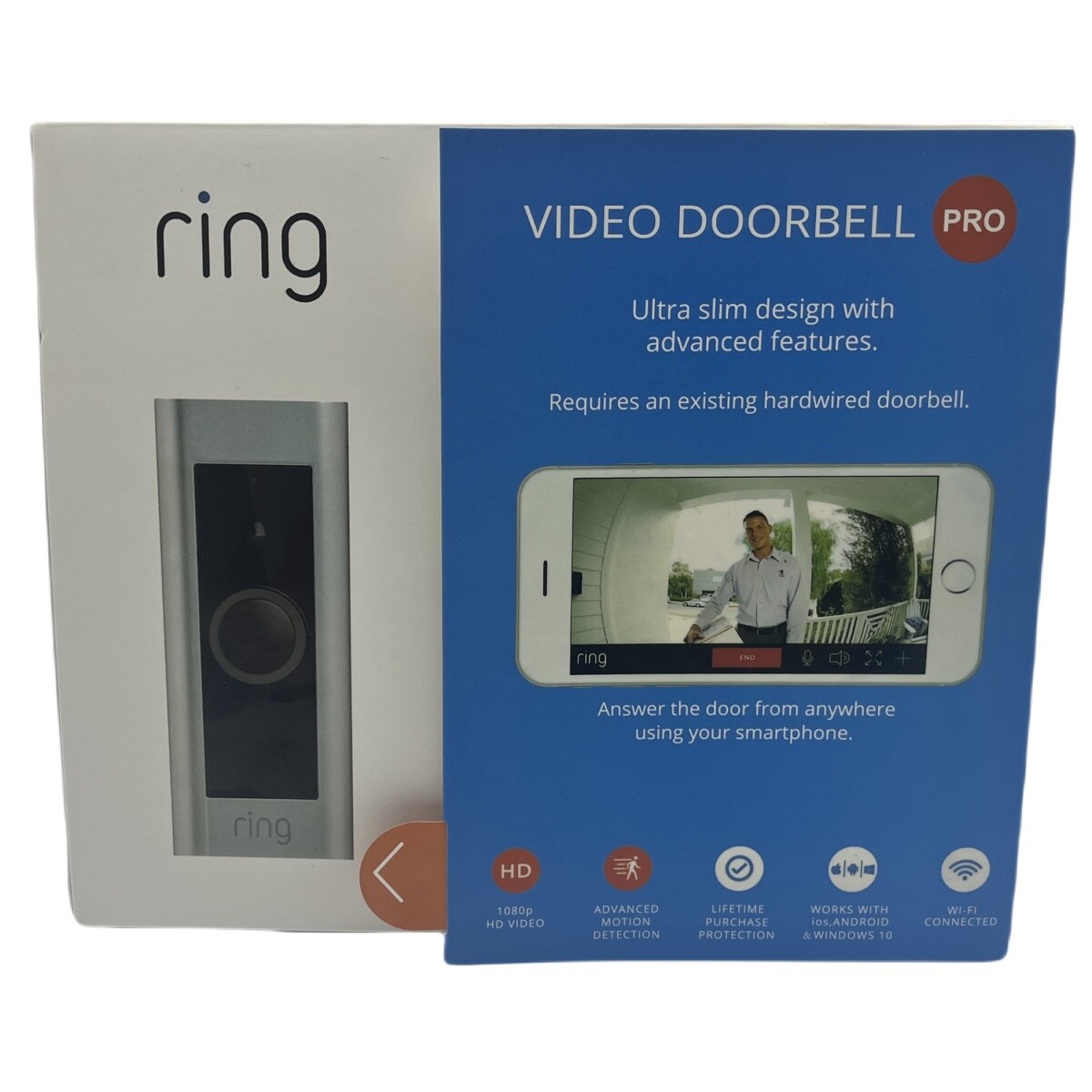 Ring Pro Video Camera Doorbell 1080p HD Video With Motion Activated Alert Wifi