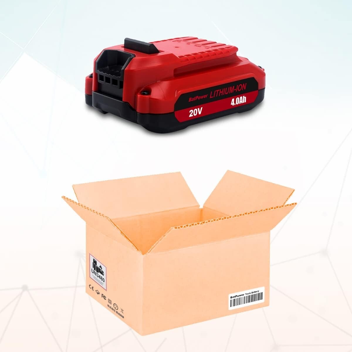 BatPower 20V 4.0Ah Compatible with Craftsman V20 Li-Ion Battery CMCB202 CMCB201