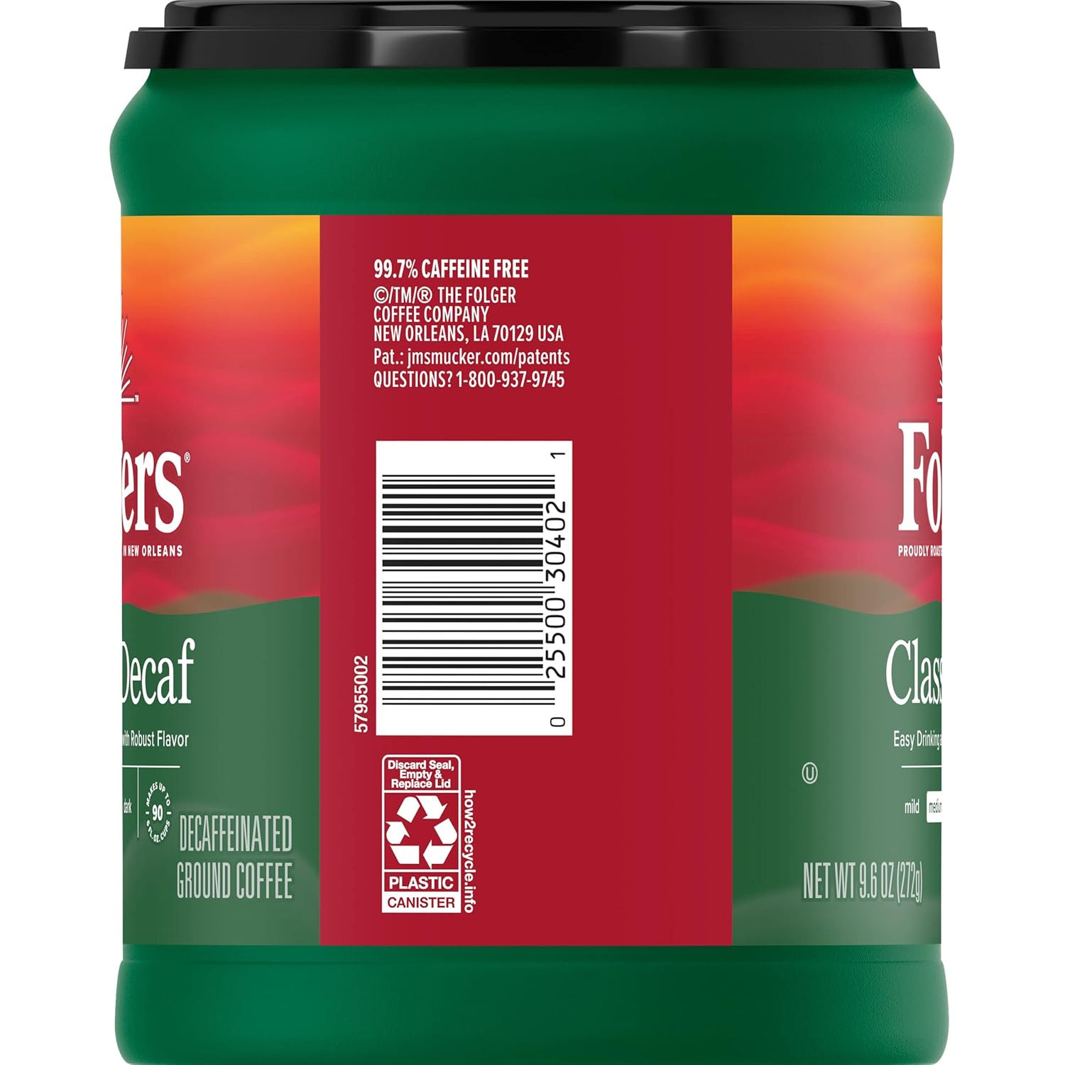 Decaf Coffee, Ground Coffee, Classic Medium Roast, 9.6 Ounce Canister