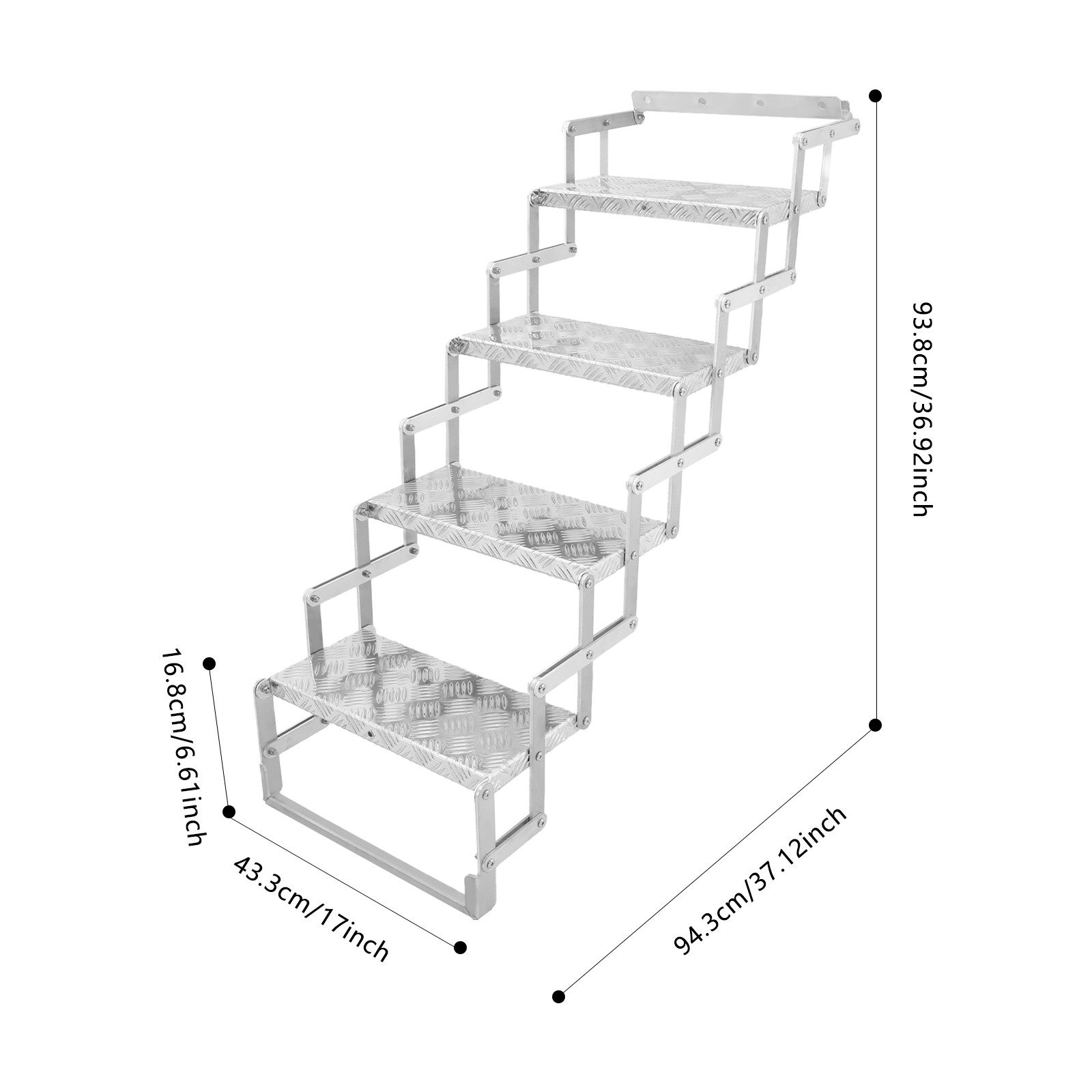 Foldable Step Ladder 4 Steps Folding Scissor Stairs Aluminum Alloy for RV/Camper