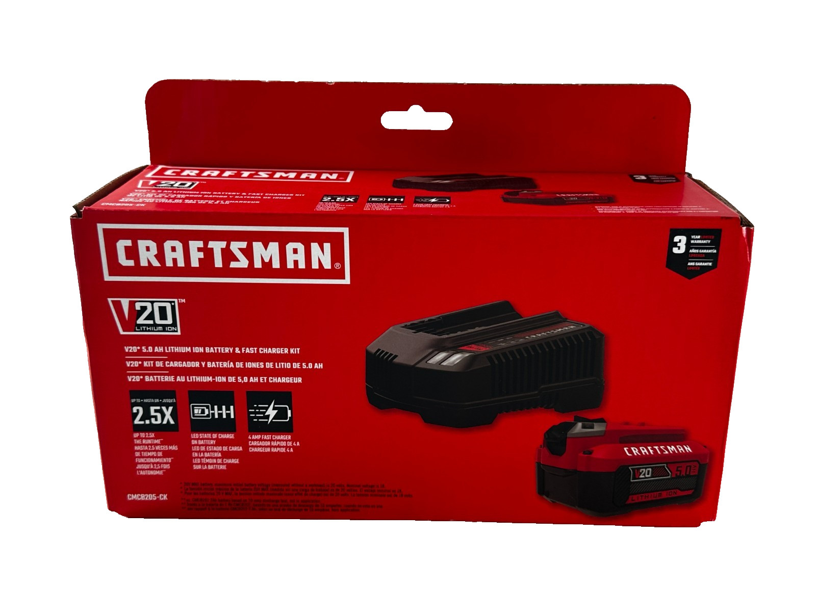 Craftsman V20 5Ah Lithium-ion Battery And Charger Starter Kit CMCB205-CK