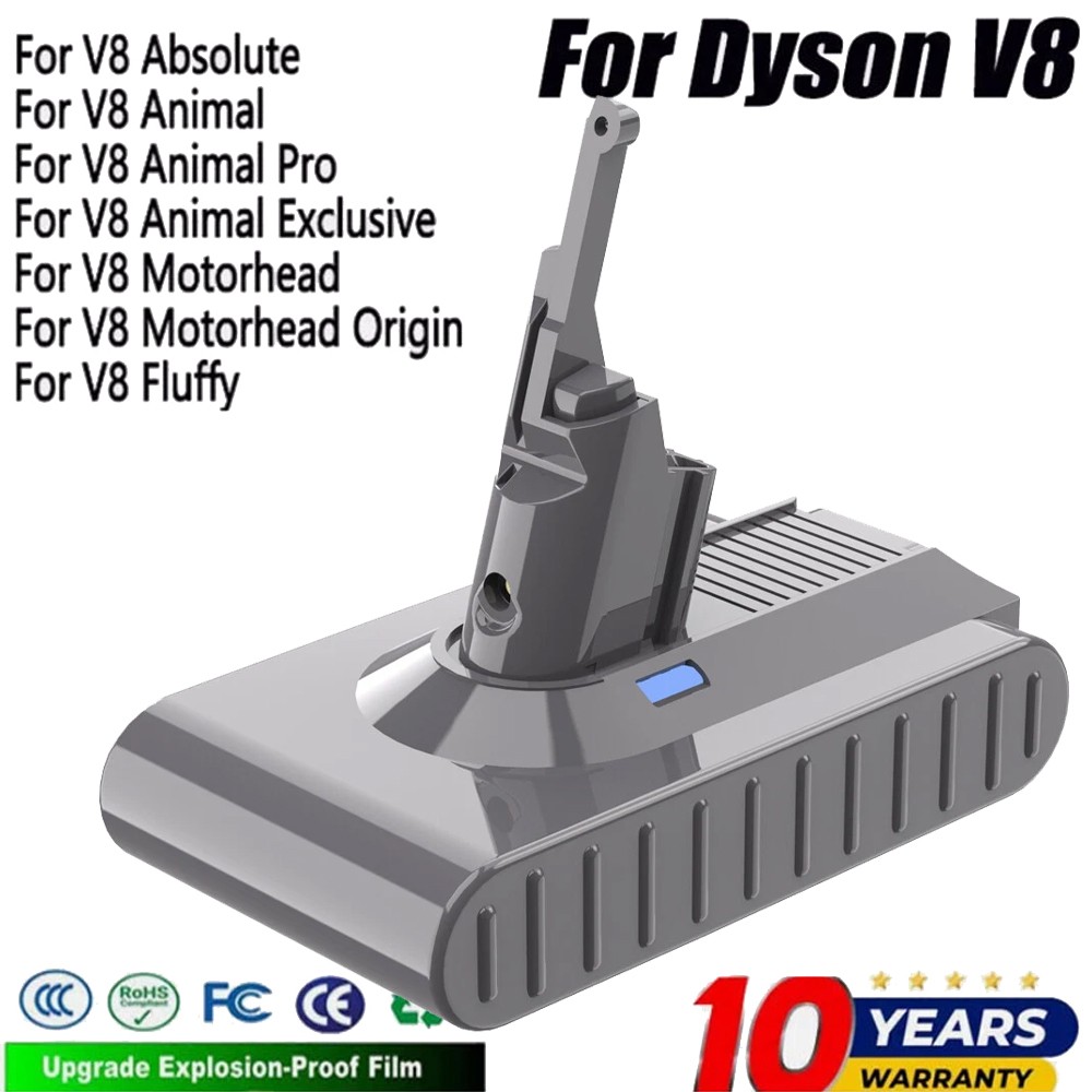 V8 Battery 21.6V for Dyson V8 Animal SV10 V8 Absolute V8 Fluffy Replace 6400mAh