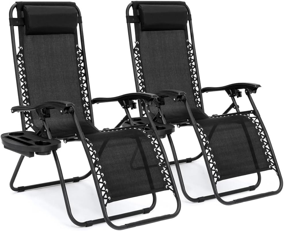 Zero Gravity Chair Camp Reclining Lounge Outdoor Lounge Patio Chair 2 Pack