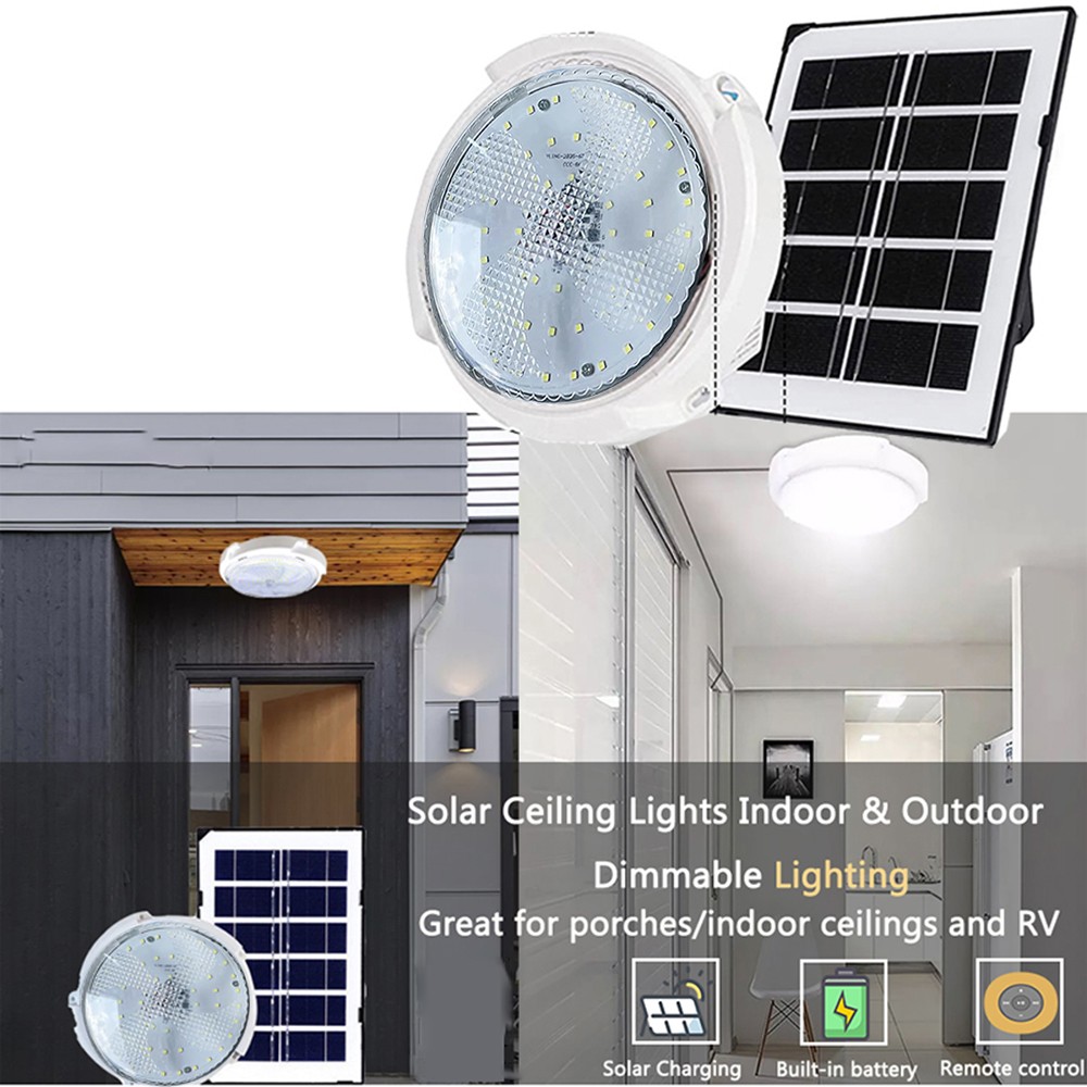Solar Panel Powered Light Pendant Ceiling Lamp Indoor Outdoor Garden Shed Barn