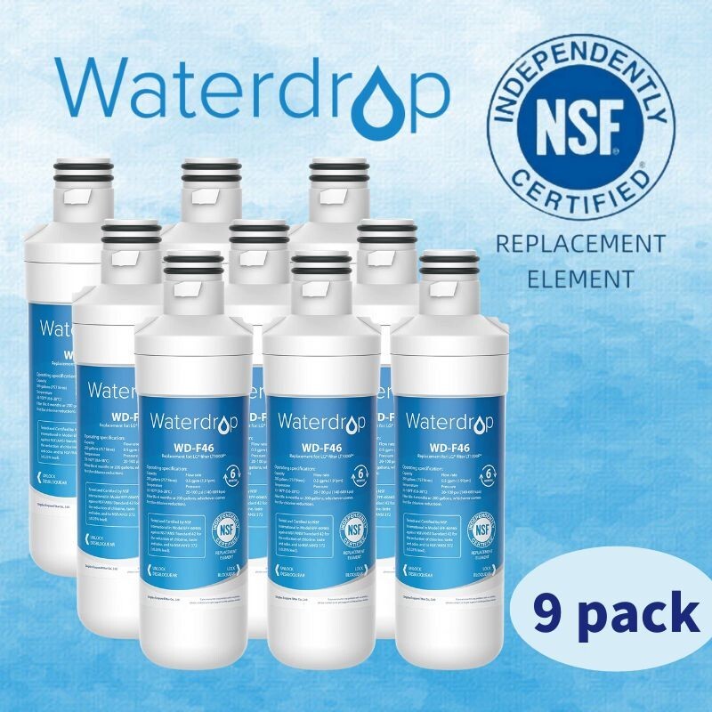 Waterdrop Refrigerator Water Filter, Replacement for LG® LT1000P®, Pack of 9
