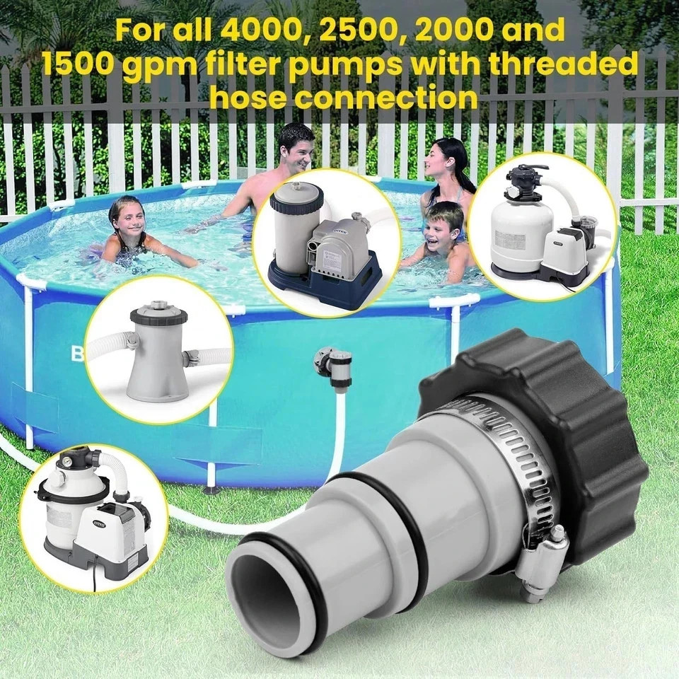 Pool Hose Adapter Type A/B for Intex, Pool Pump Hose Adapter with Clamps Gaskets