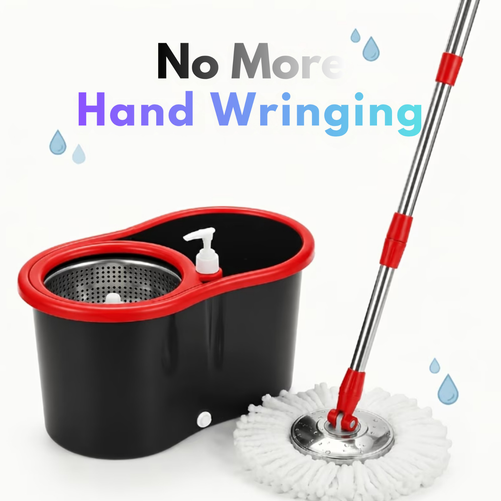 Spin Mop & Bucket Set 360° Rotating Floor Cleaning System with 4 Microfiber Head