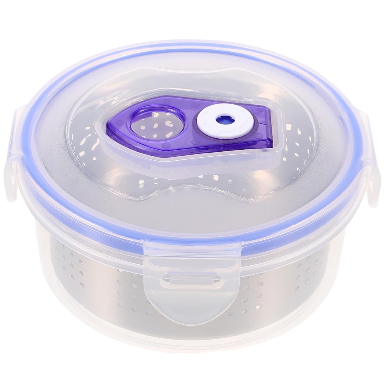Refrigerator Food Container with Stainless Steel Draining Basket 5.11In Round…