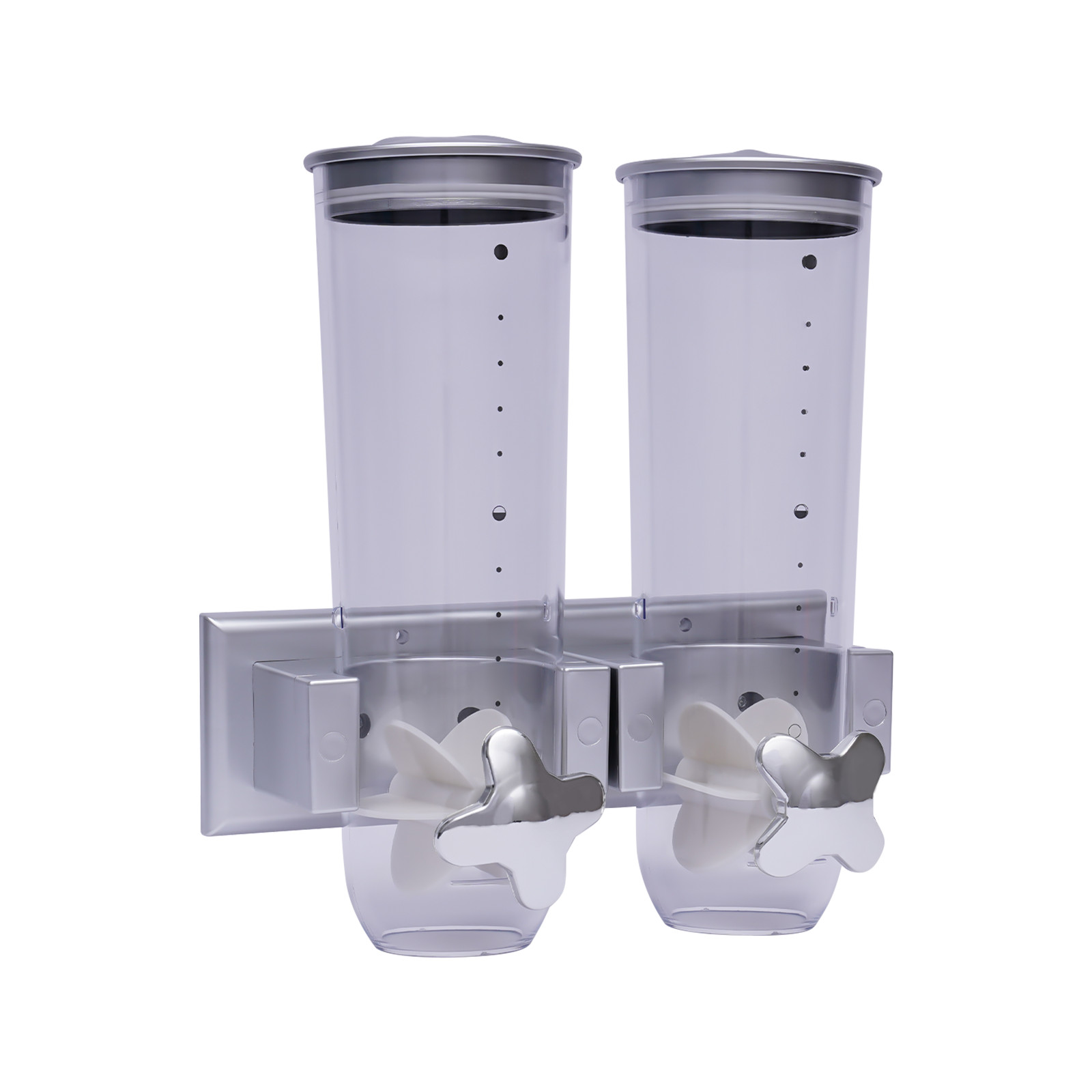 2 Pack 3L Wall Mounted Cereal Dispenser Dry Food Candy Storage Container Silver
