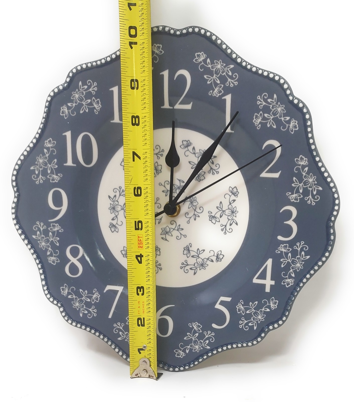 Temp-tations Clock, Ceramic, 10.5 in, Round, Floral Lace Gray K85879 T49856