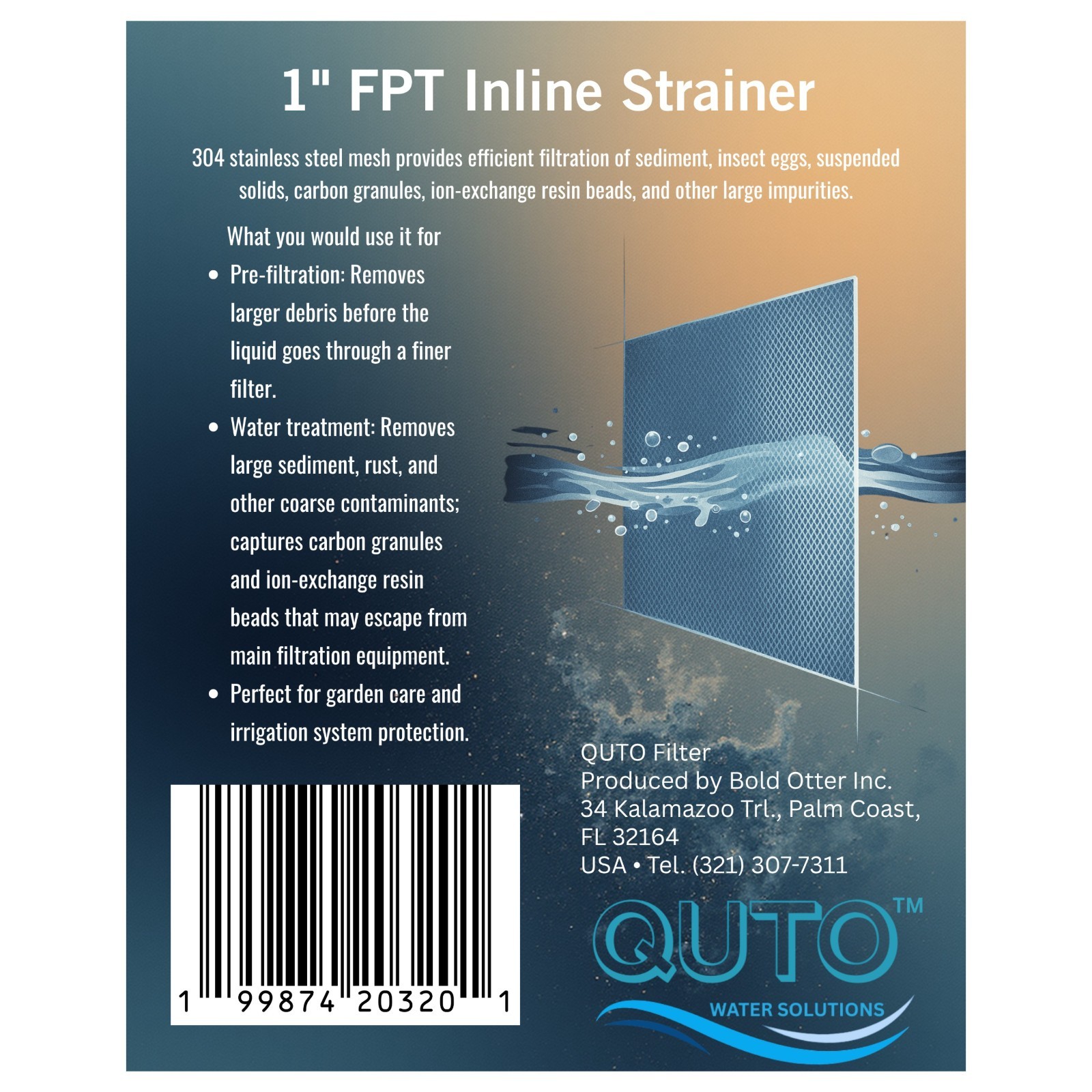 QUTO Blue Cup Inline Strainer – universal protective filter for water treatment