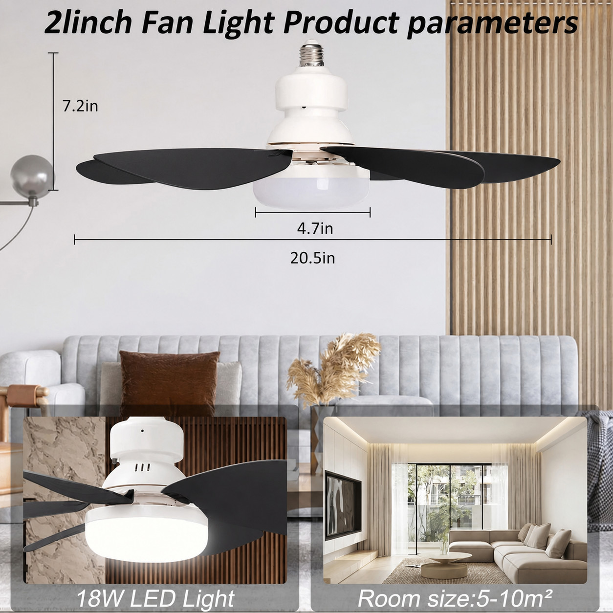 Socket Fan Light Ceiling Fans With Lights And Remote Dimmable LED Ceiling Fan US