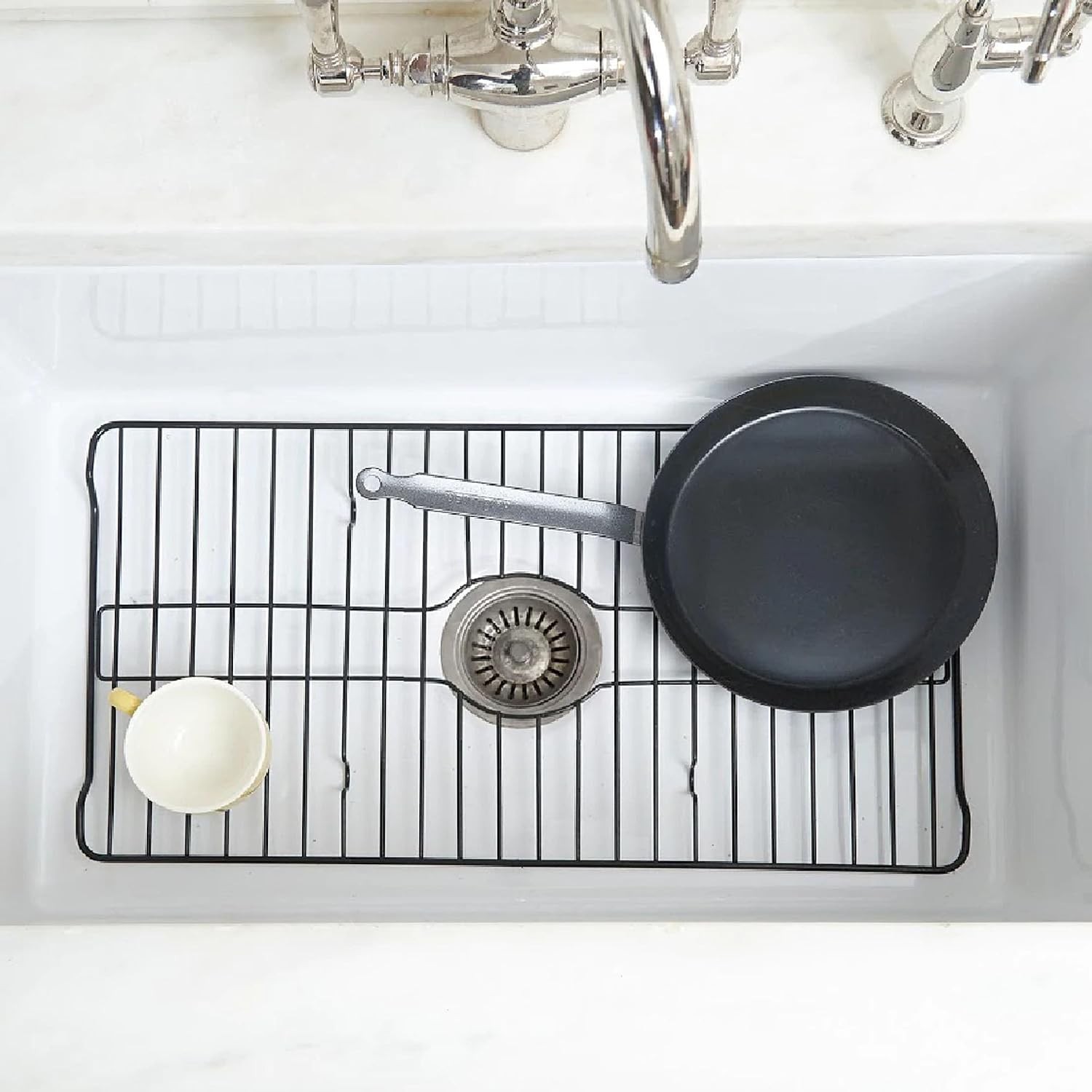 Sink Protectors for Kitchen Protective Metal Grid 18.1×12.3×1 inches Black Mat