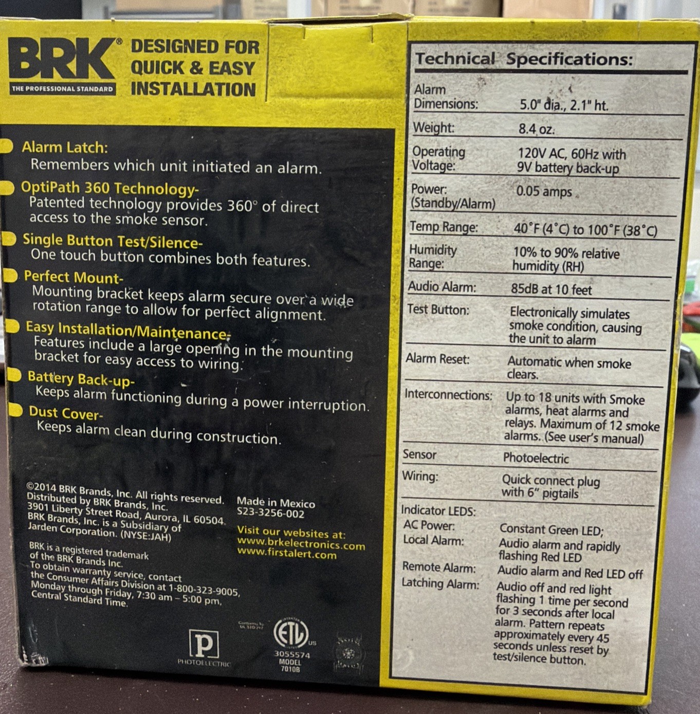 New BRK 7010B 120V AC Powered Hardwired Smoke Alarm / Detector Manuf 6/2019