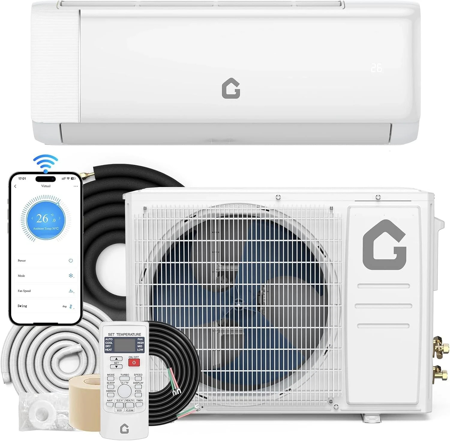 12,000 BTU Mini Split AC & Heat Pump | 115V, Inverter, Smart Wifi, DIY Install,