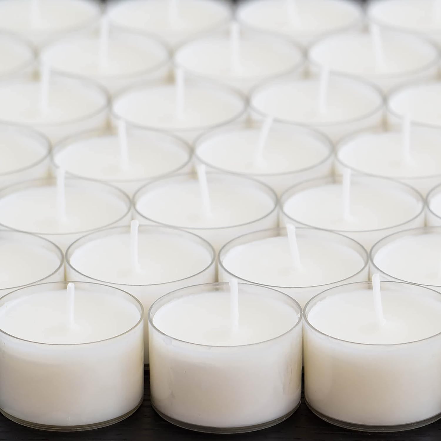 48 Count White Unscented Smokeless Long Burning Clear Cup Tea Light Candles