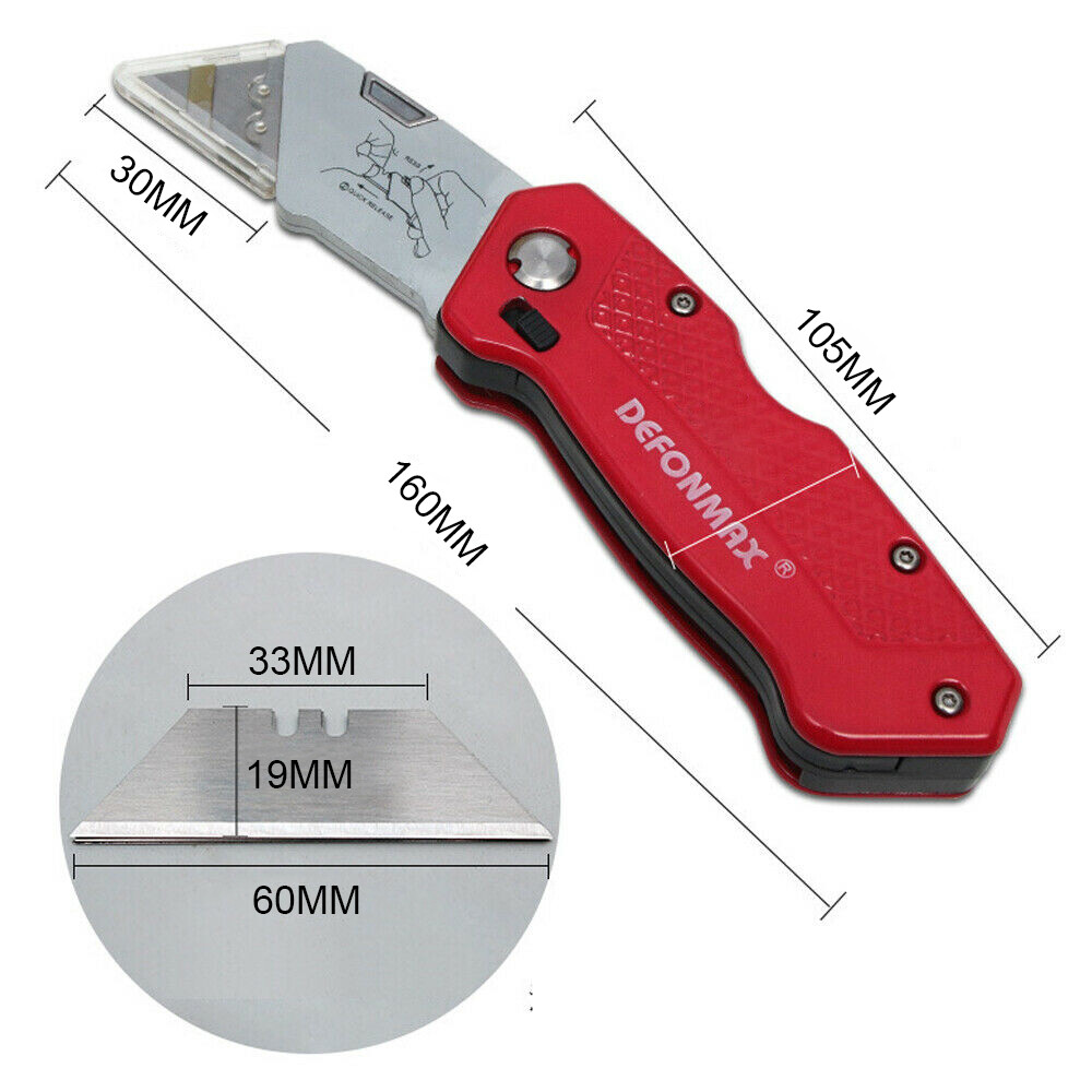 Folding Utility Knife w/5 Blades Heavy Duty Box Cutter with Quick Blade Change