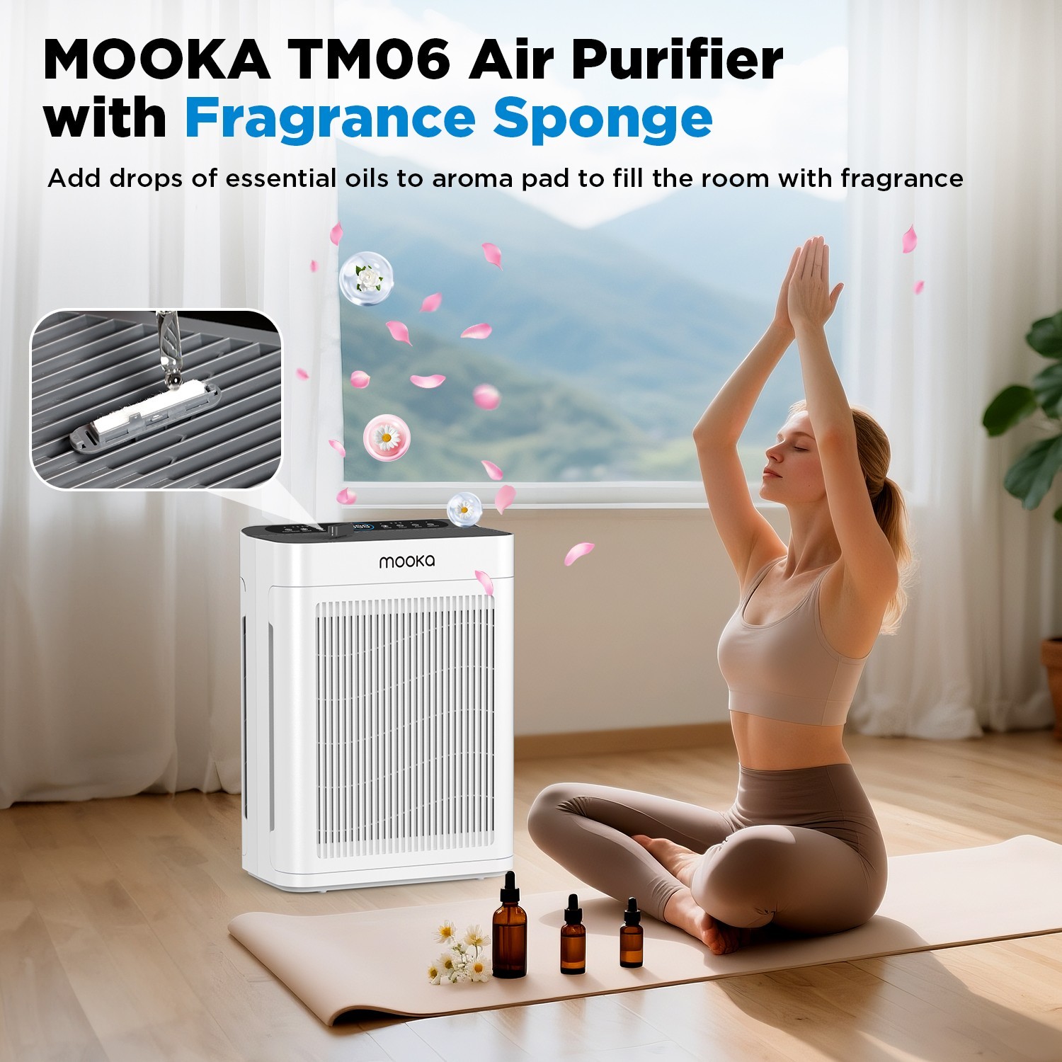 MOOKA Air Purifiers Large Room Up To 1740ft² H13 True HEPA Filter Home Room Air