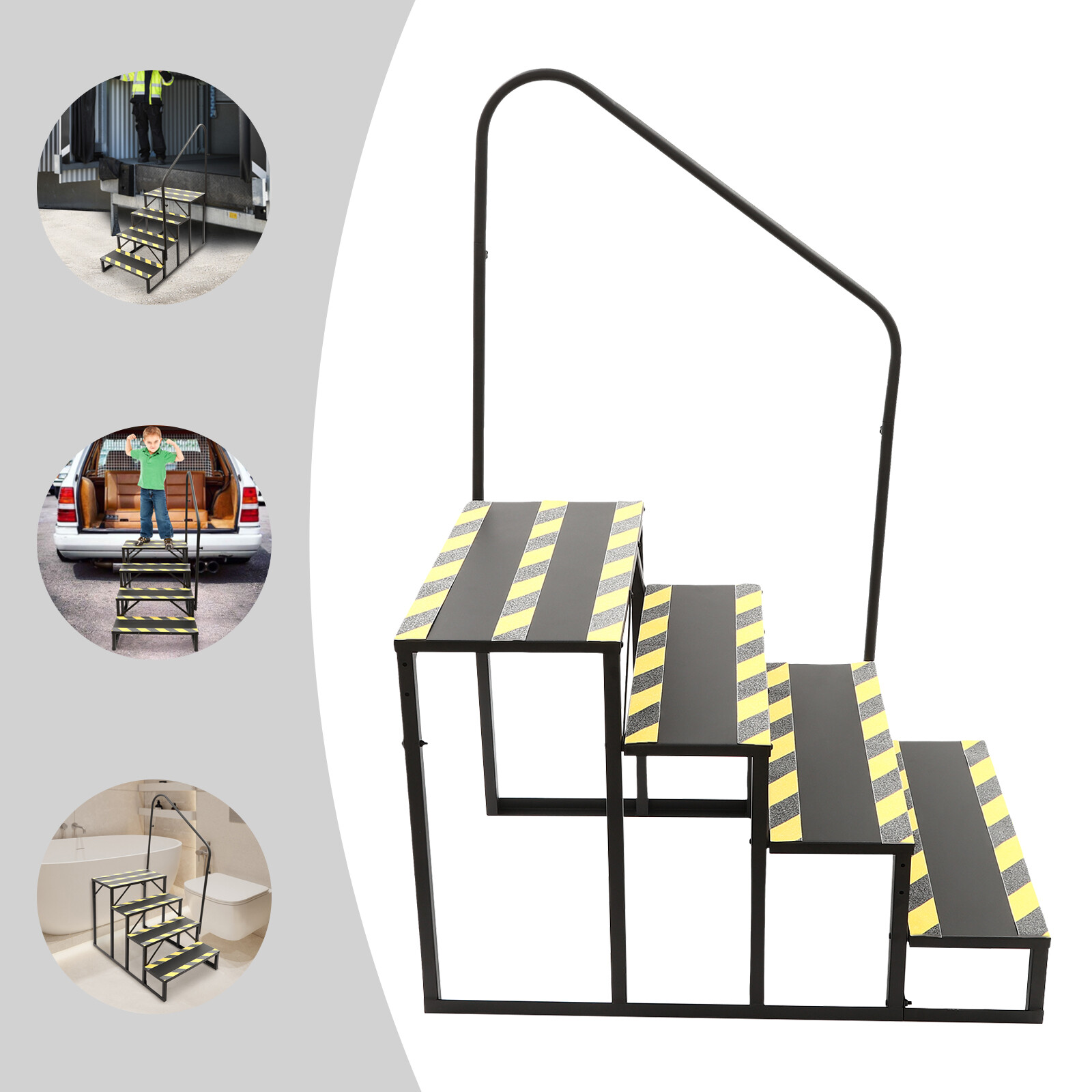 4-Steps Ladder W/ Handrails Swimming Pool Ladder Above Ground Stair Step Stool
